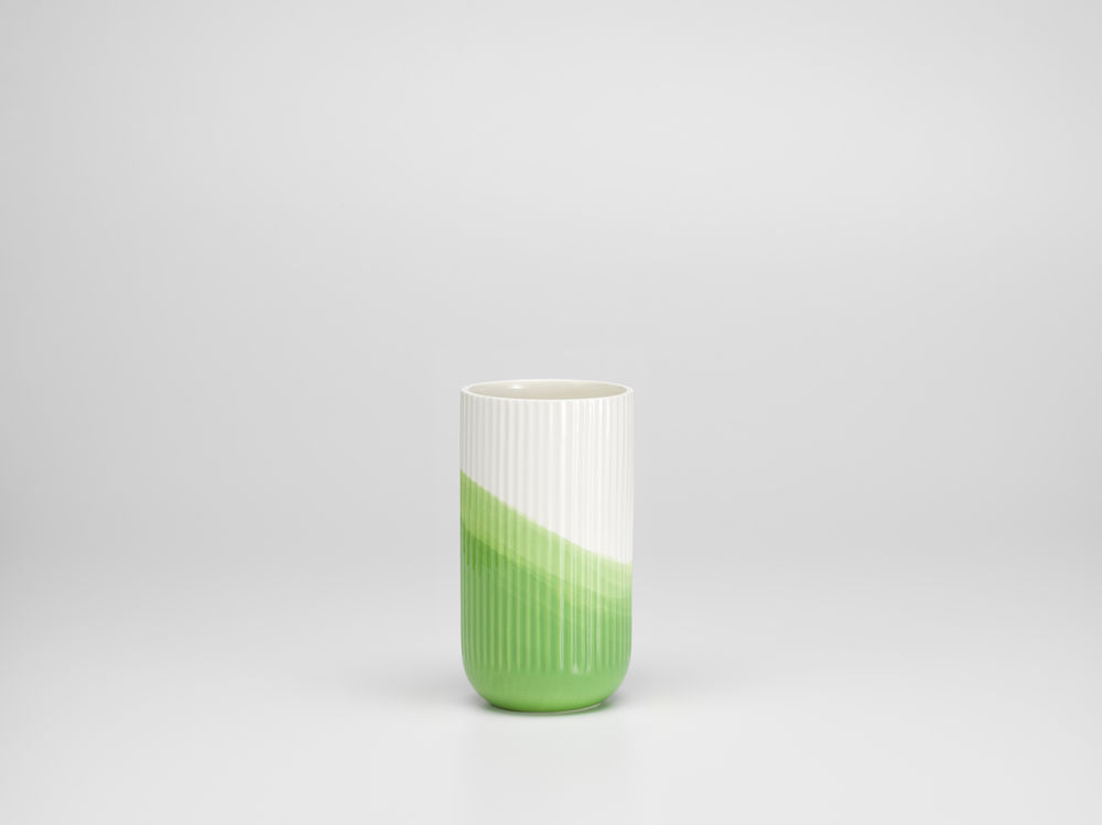 Herringbone Vase Geriffelt Grün