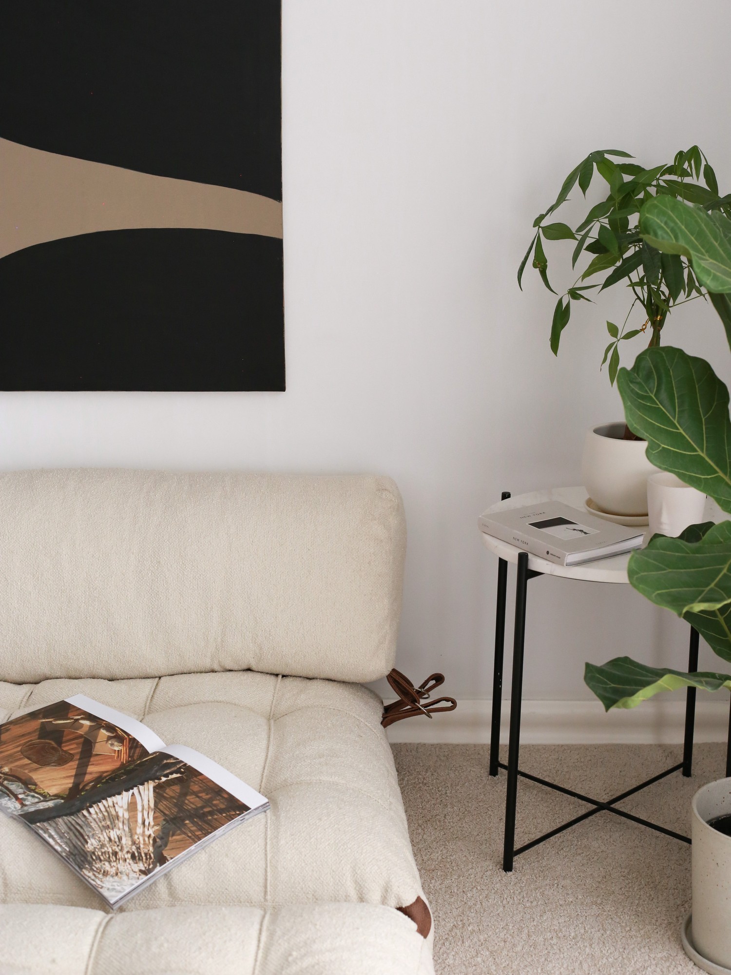 Sofa bed 2-seater cream