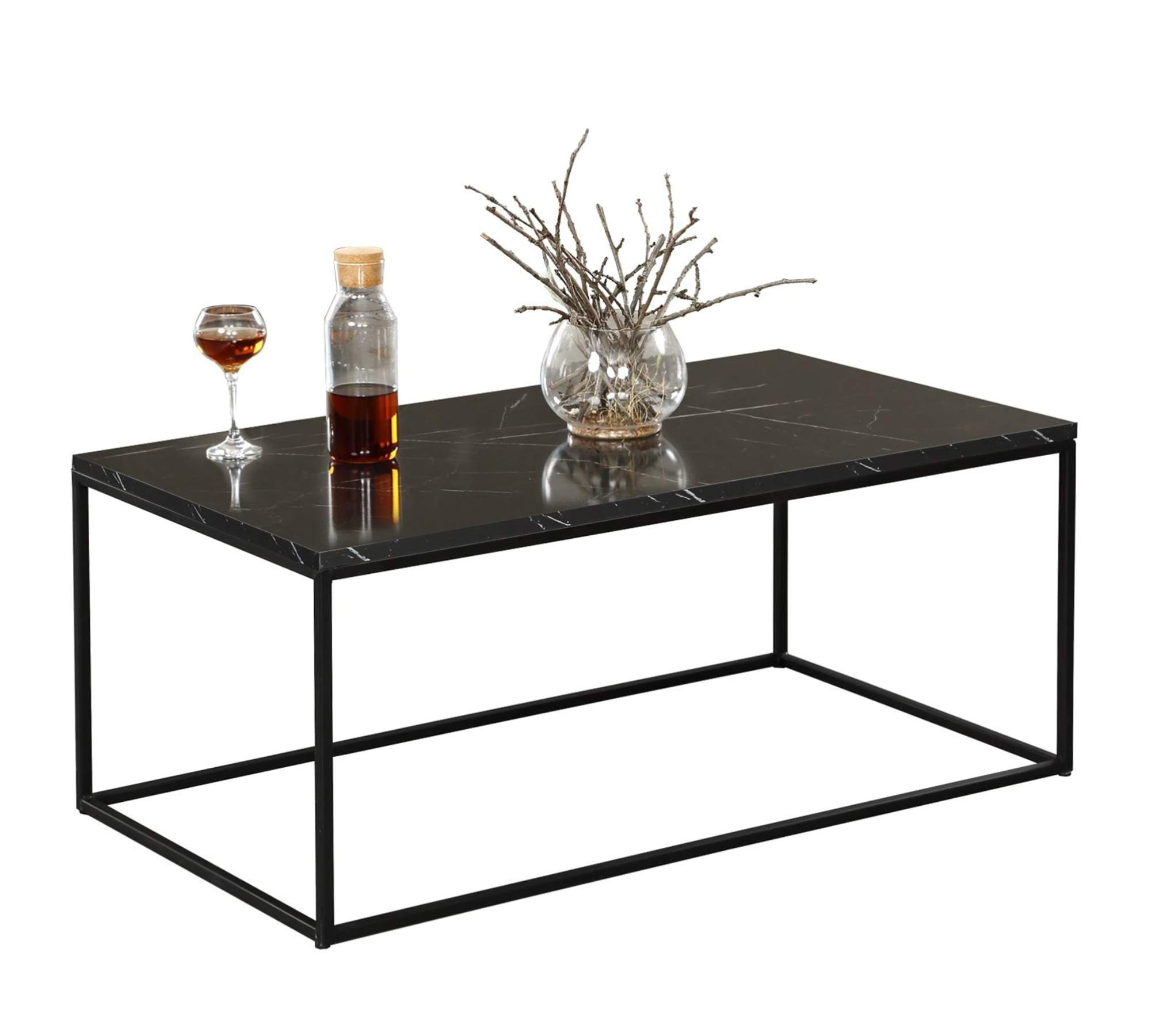 Couchtisch Marmor Dekor Metalll Schwarz