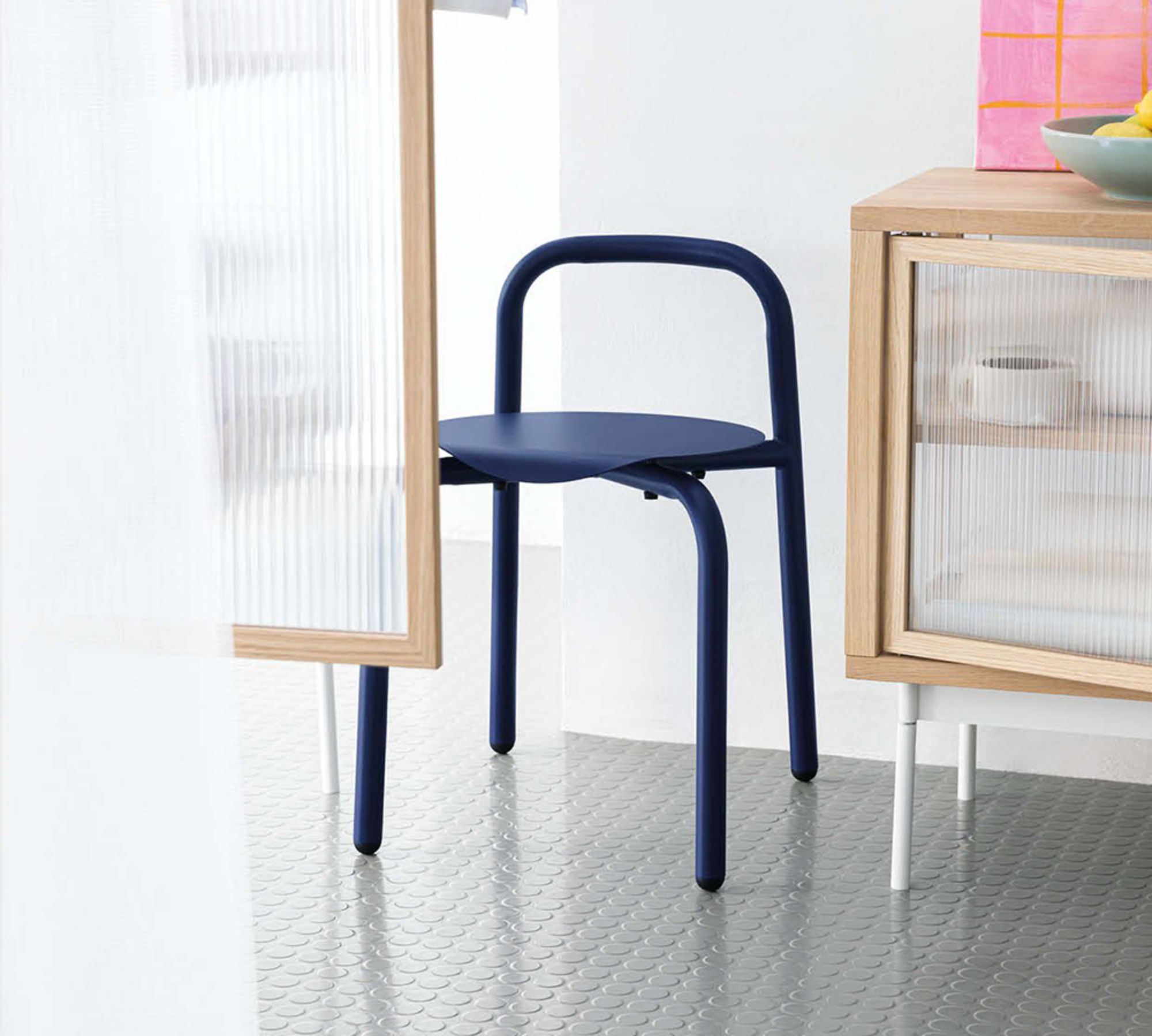 32 Stool Outdoor Steel tube Blue