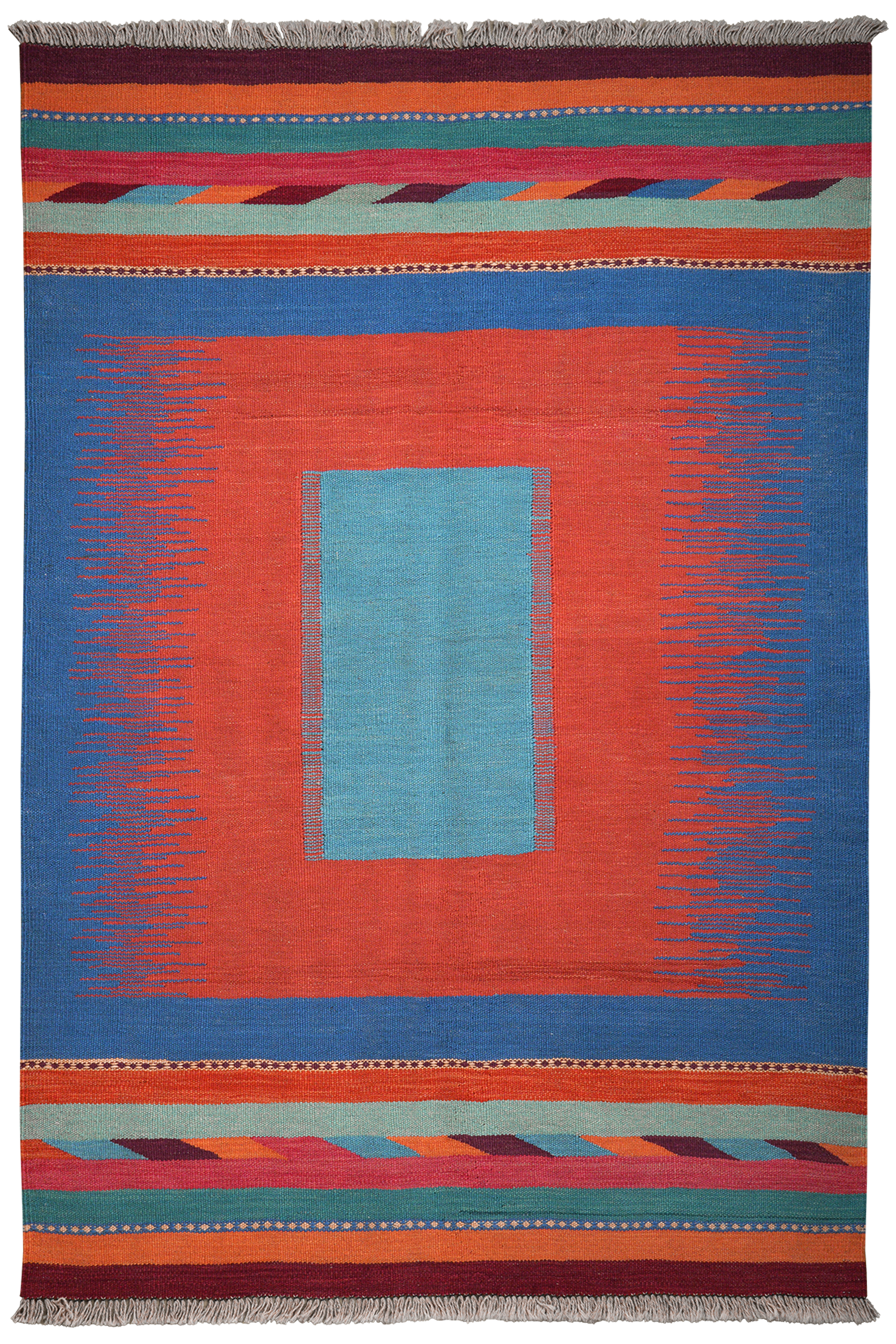 Kilim Gashgai Teppich Blau Orange