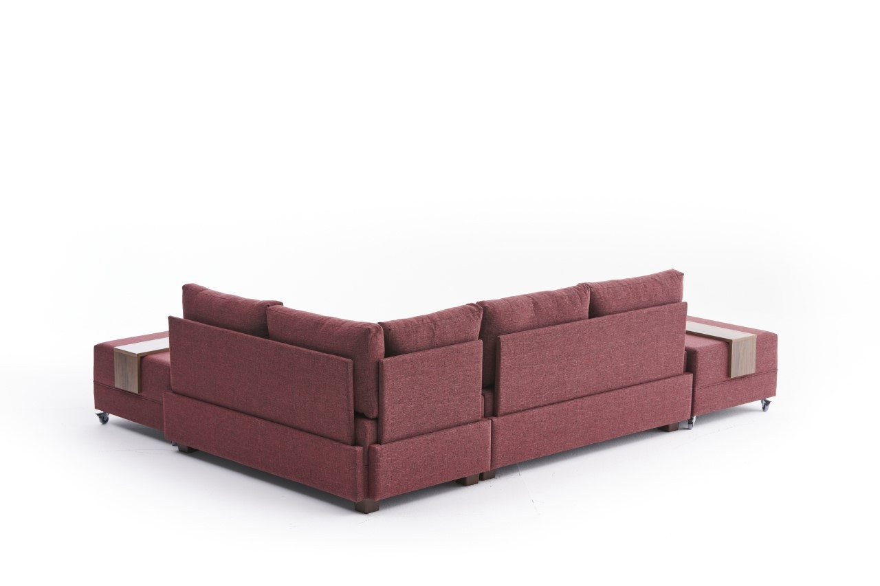 Fly Corner Sofa Right with 2 Ottomans Red