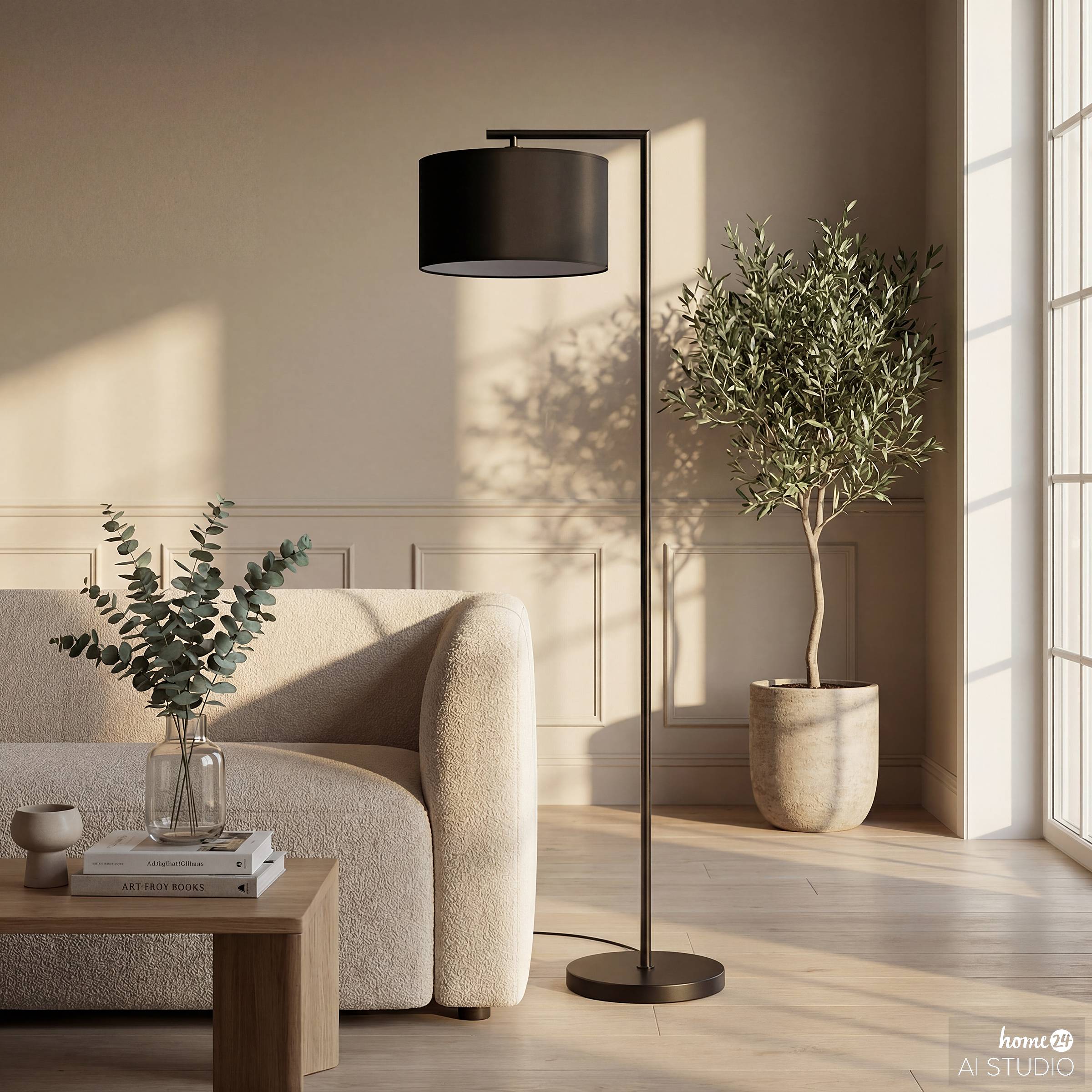 Gino Stehleuchte 1-flammig Eisen Schwarz