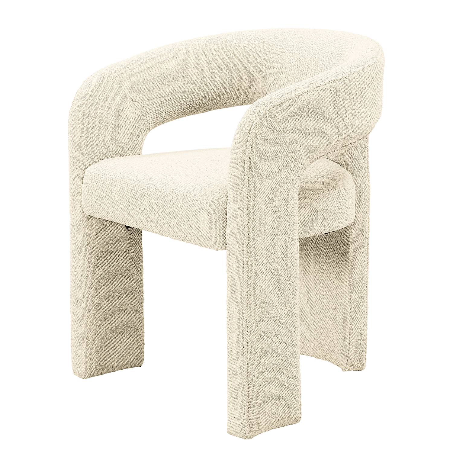 Armlehnenstuhl VALNES Bouclé Stoff Panju Creme