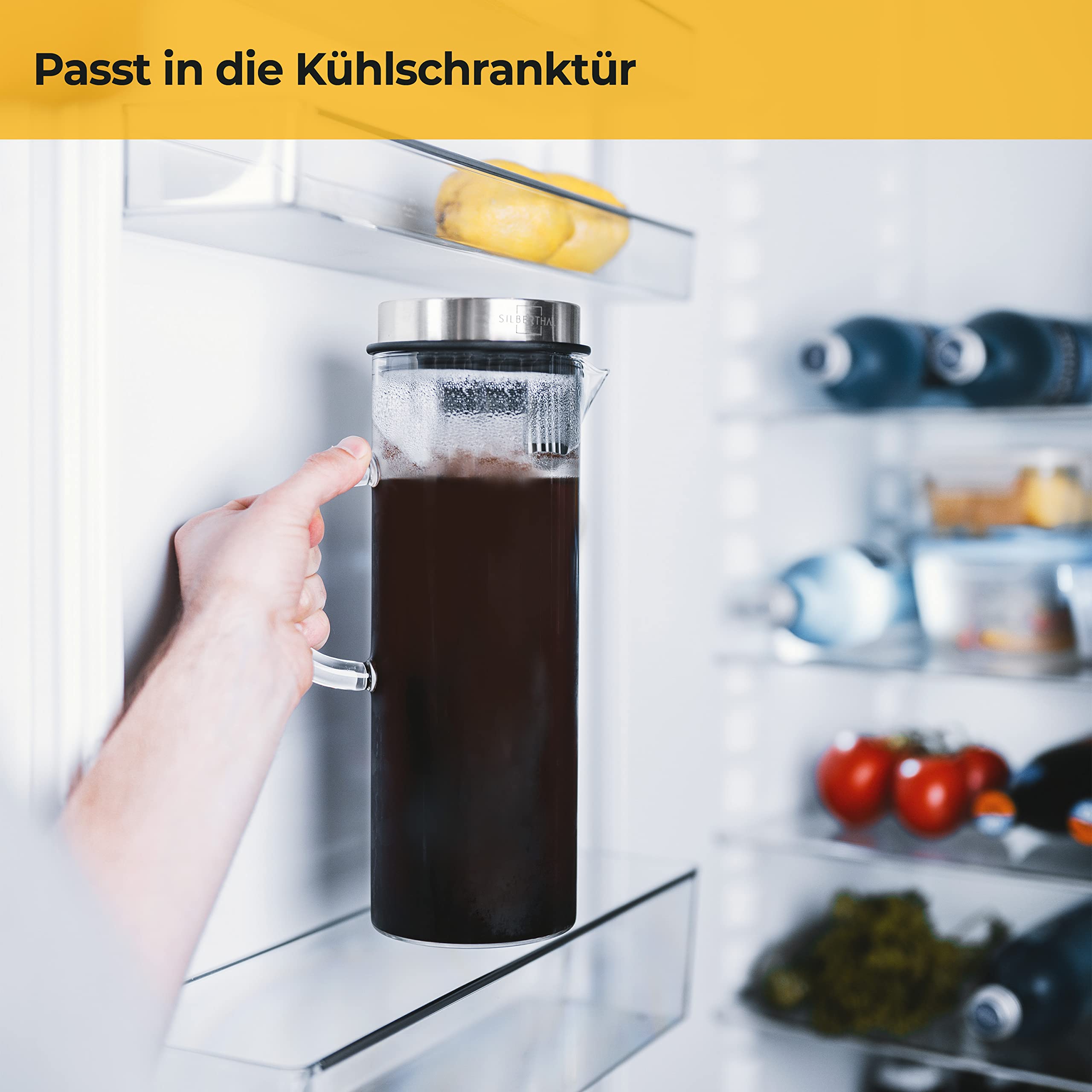 Kaffeebereiter Cold Brew Glas Edelstahl 1,3l
