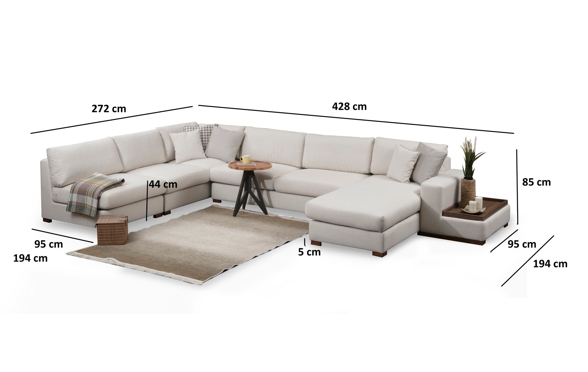 Ecksofa Textil Weiß