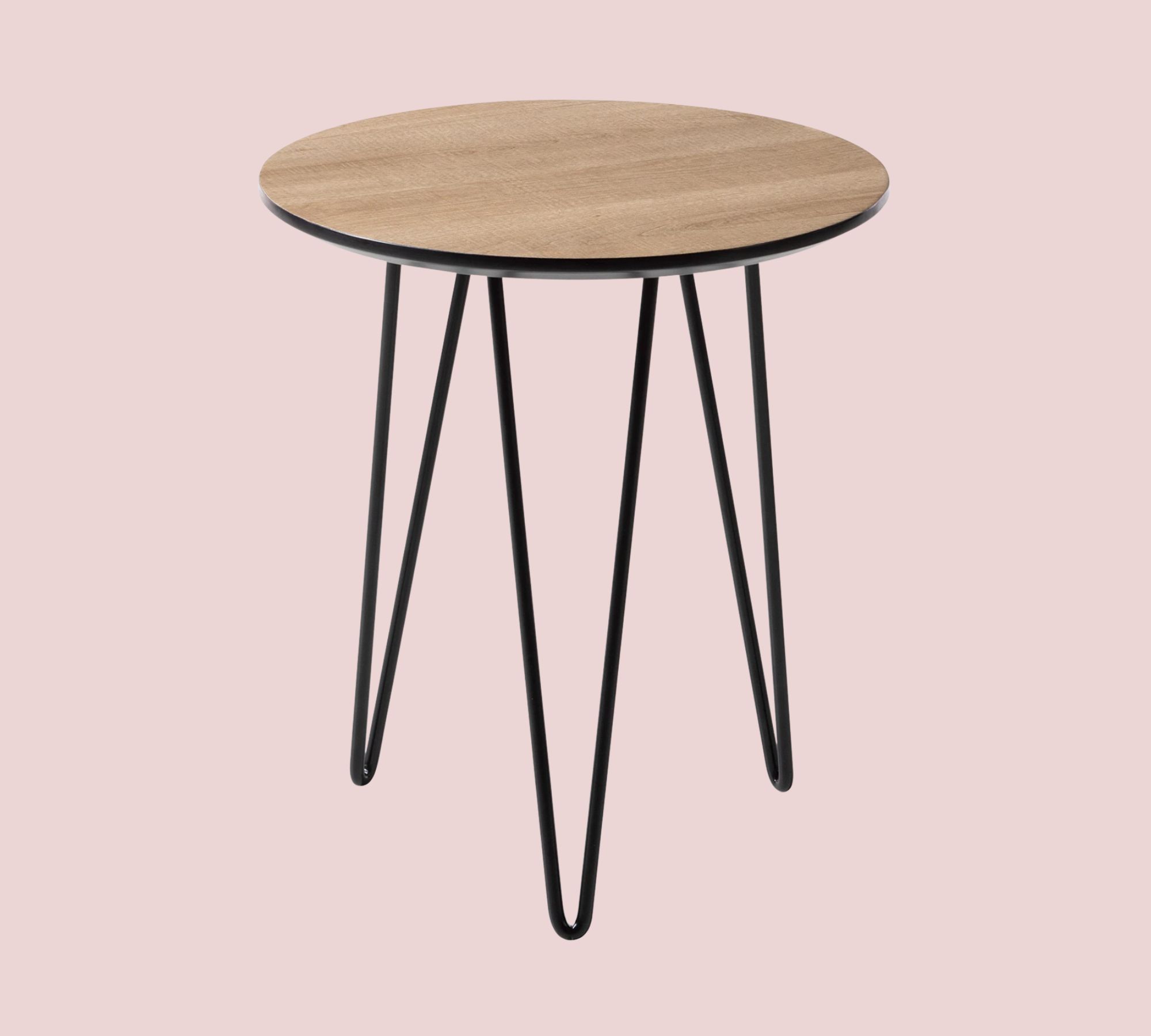Round side table Oak decor Brown Black