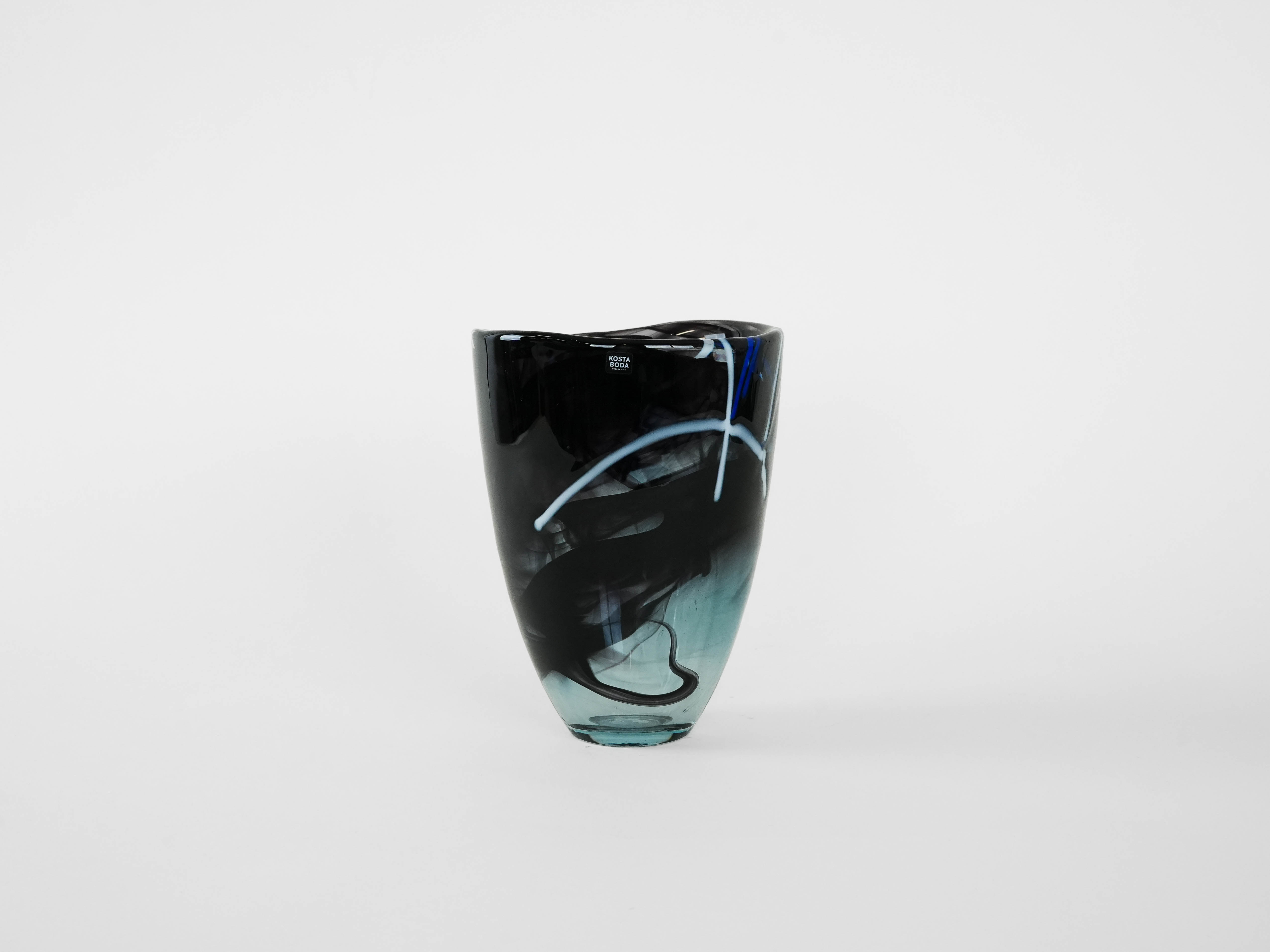 Glass vase Blue 1980s