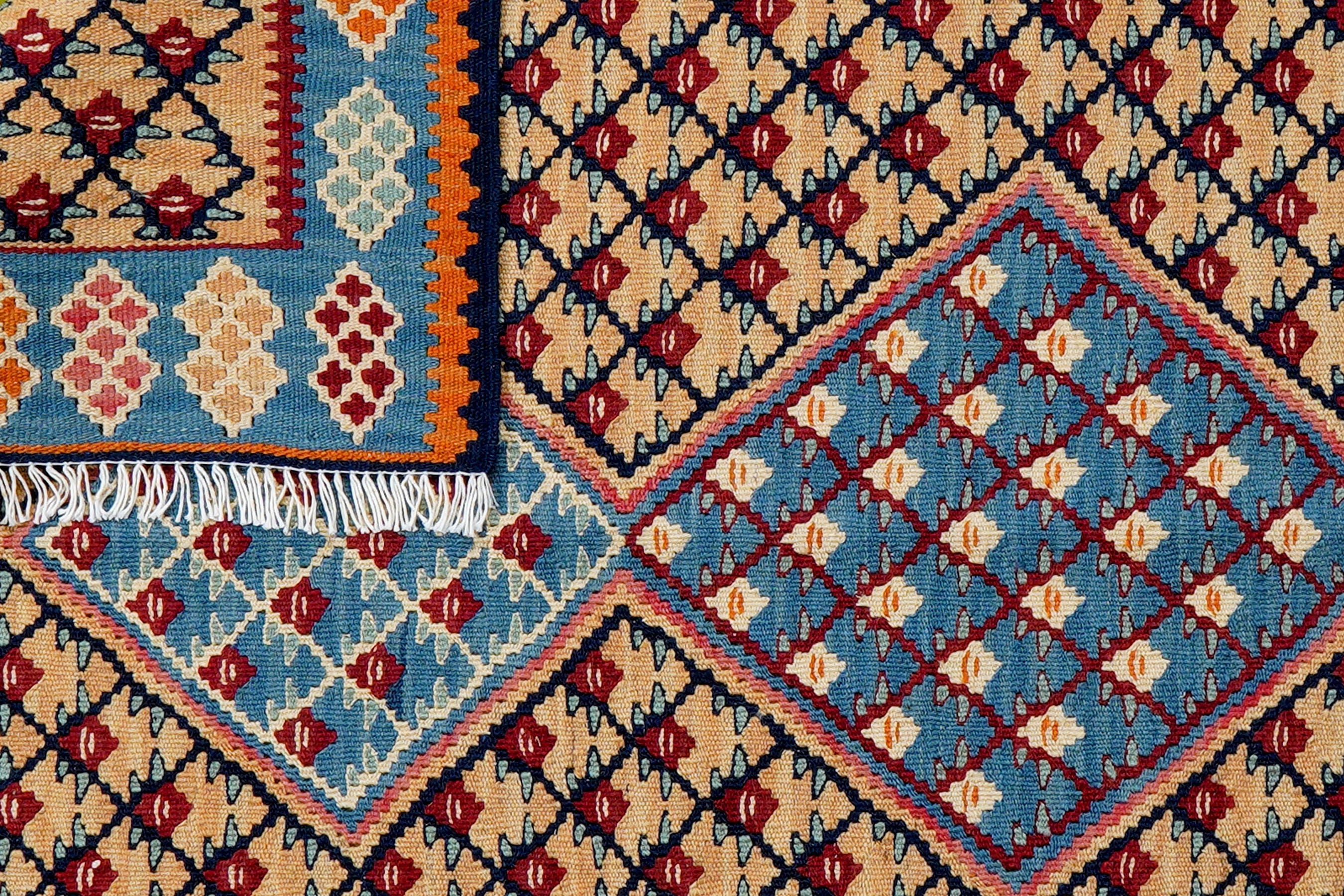 Kelim Senneh Teppich Wolle Mehrfarbig