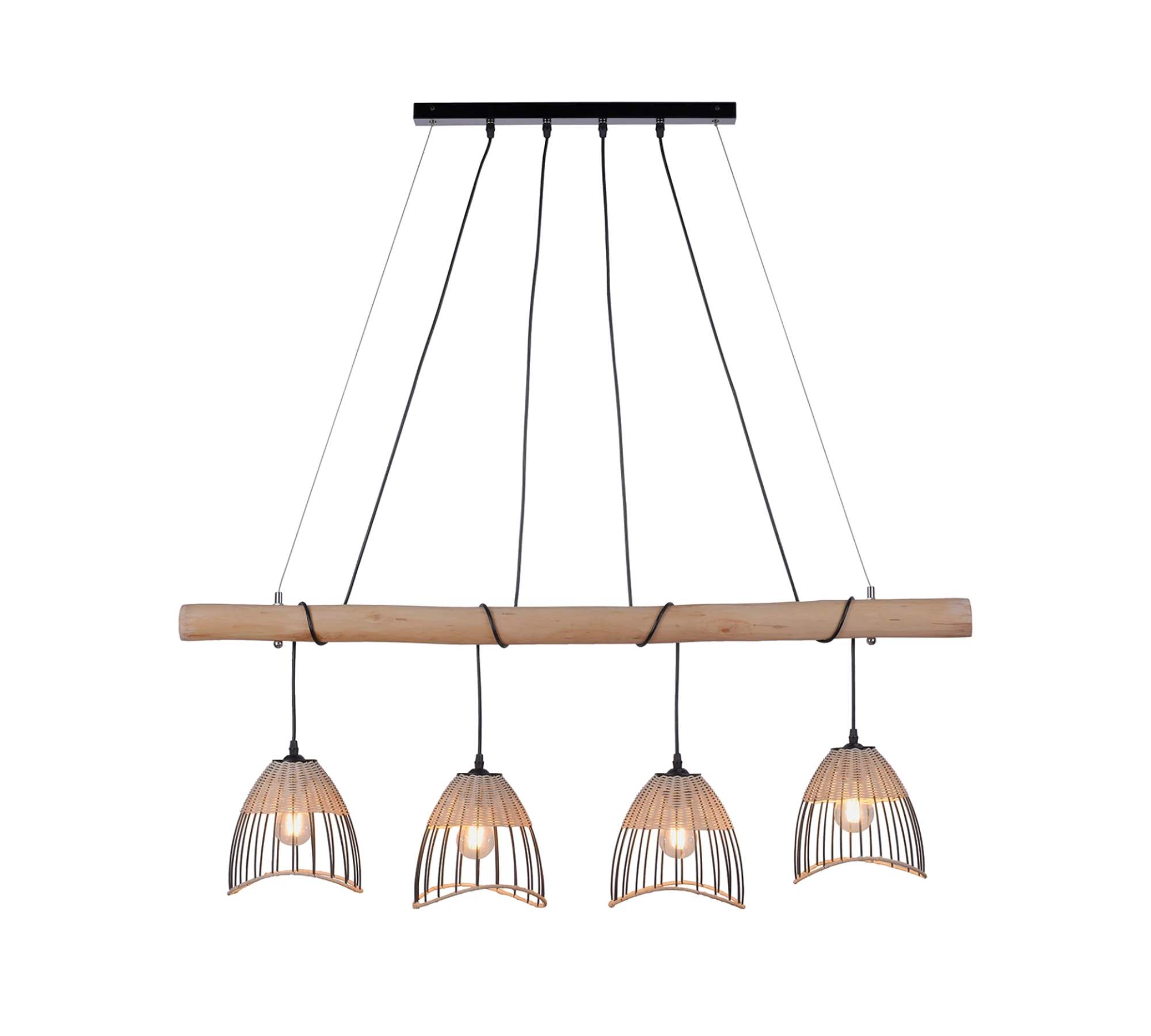 Pendelleuchte 4-flammig Rattan