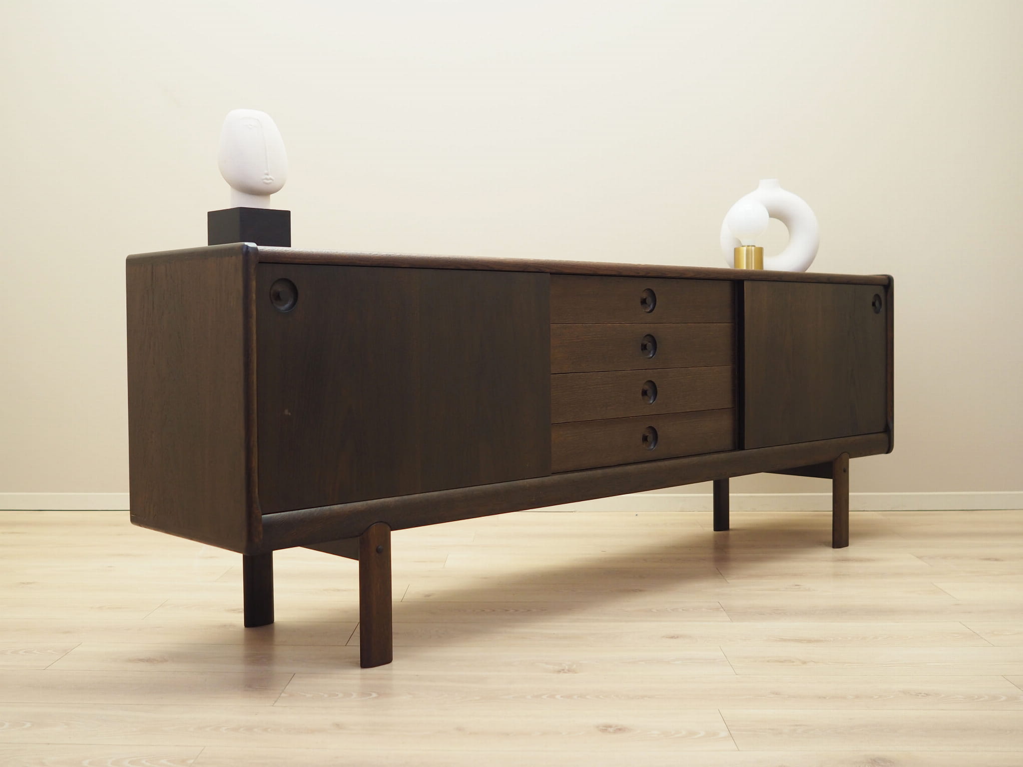 Vintage Sideboard Eichenholz Braun 1970er Jahre