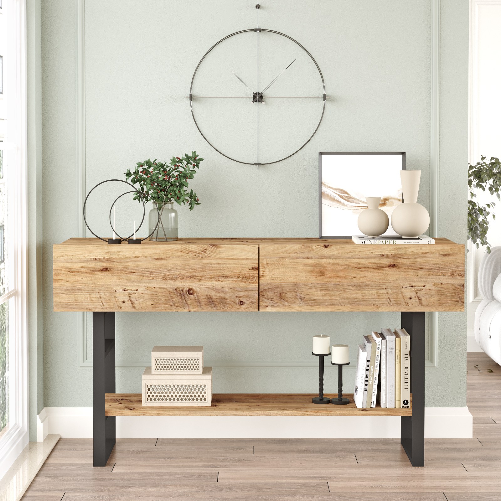 Console table with shelf Brown