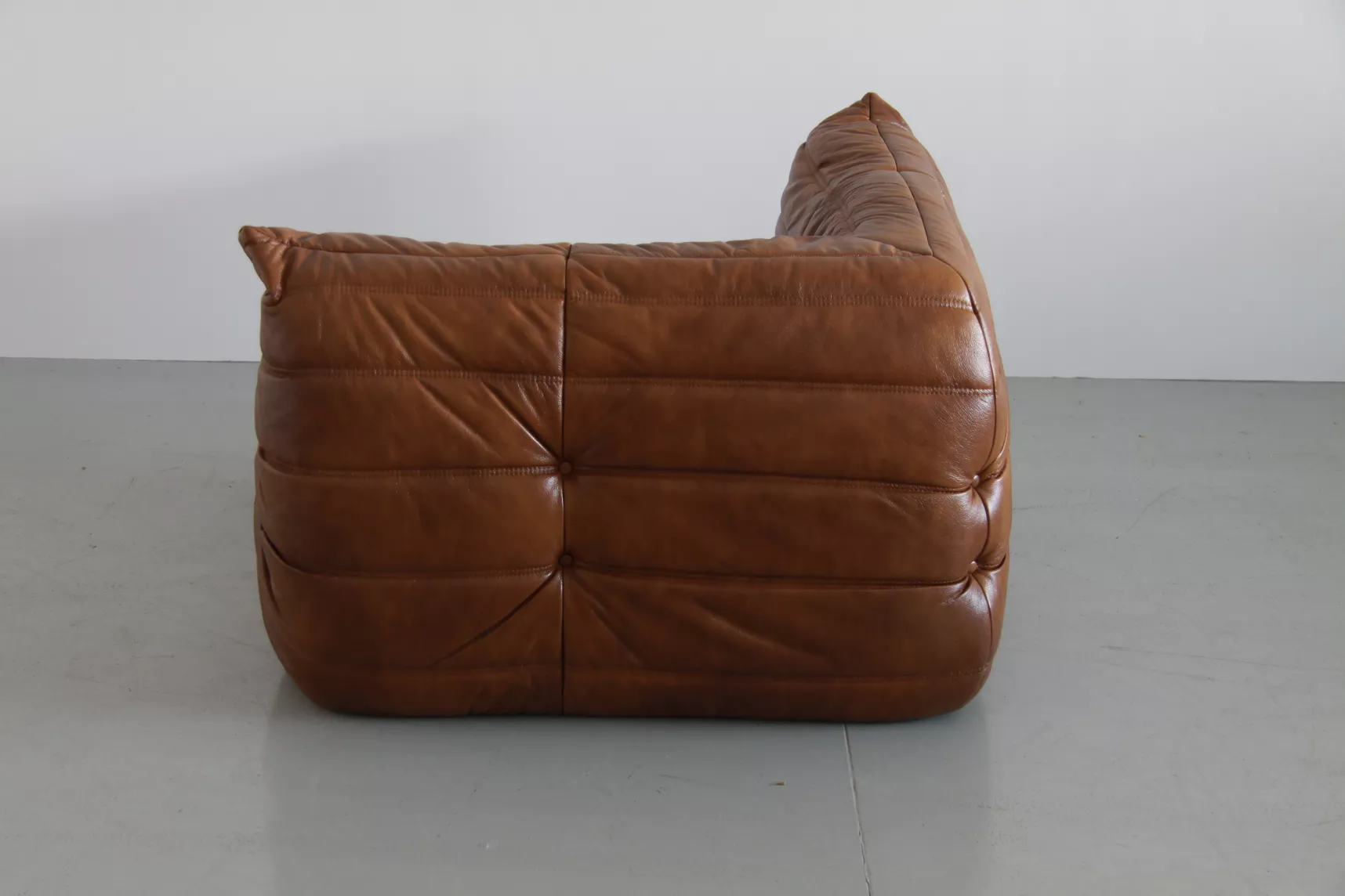 Togo Corner Sofa High Gloss Leather Antique Brown