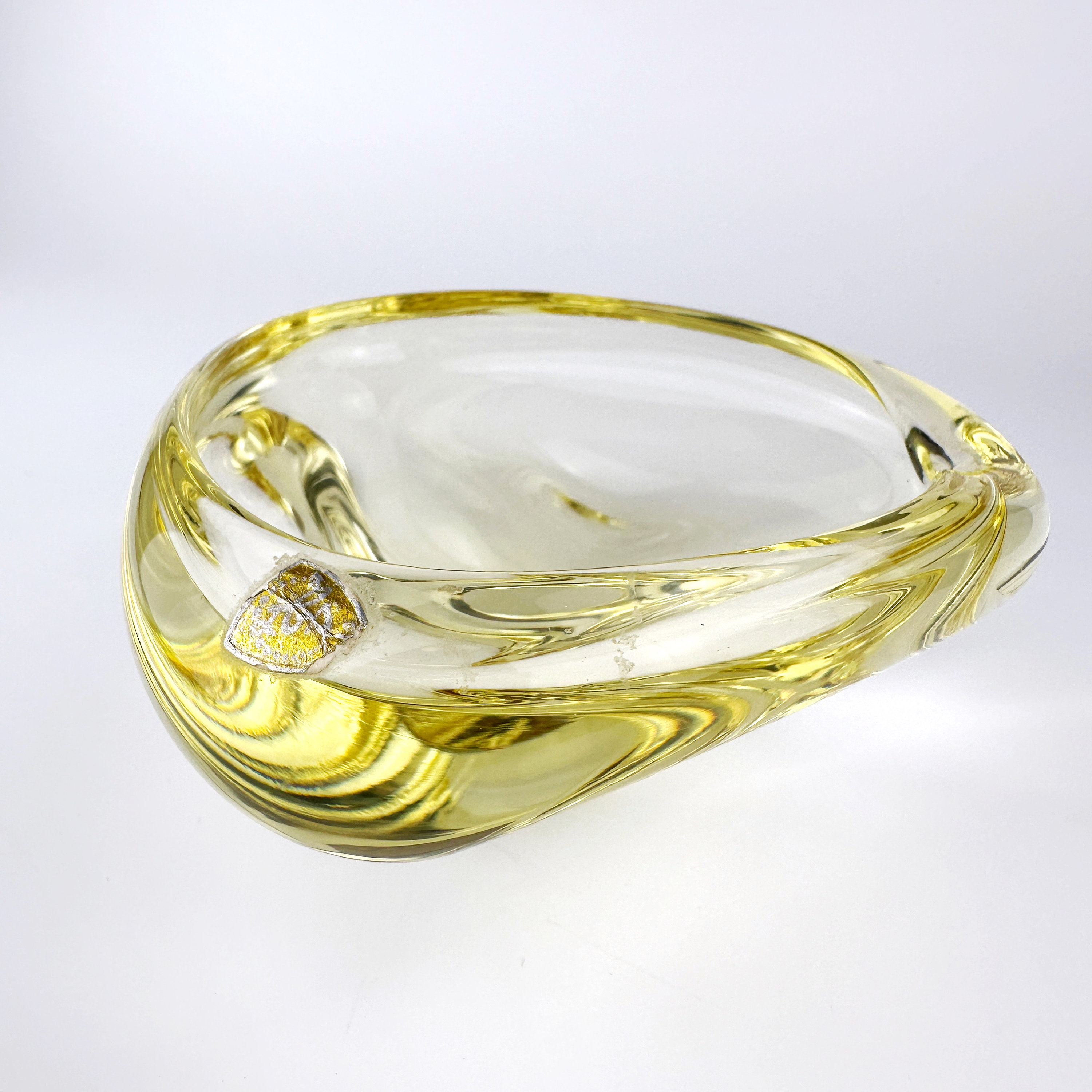 Vintage Aschenbecher Glas Gelb 1930er Jahre