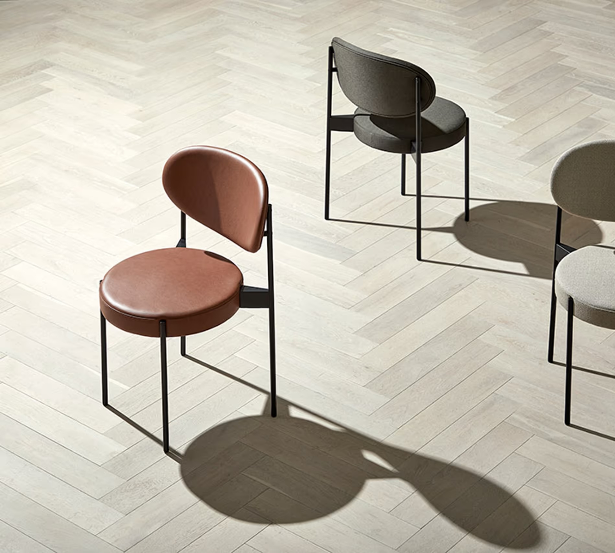 Verner Panton Serie 430 Sedia Pelle Marrone