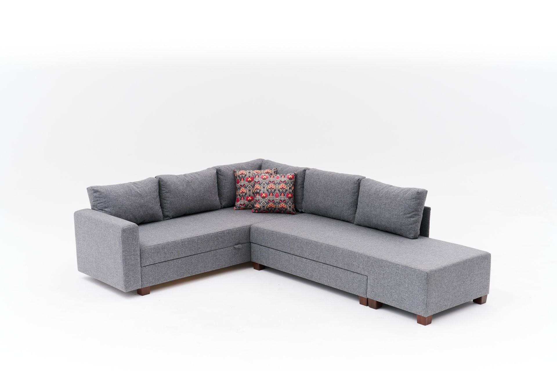 Aly Schlafsofa Récamiere Rechts Baumwolle Grau