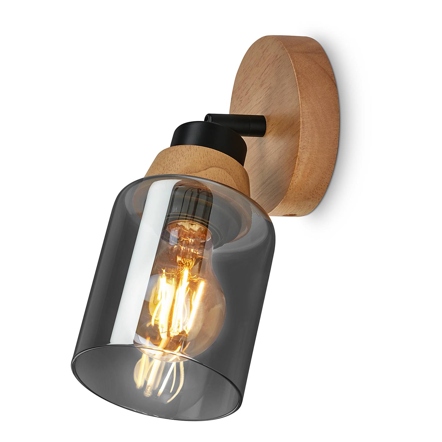 Venteira Wandleuchte Aluminium Eiche Schwarz 1-flammig