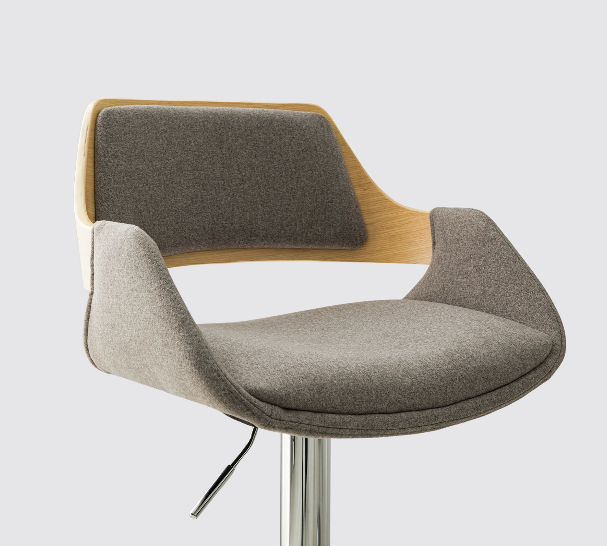 Bar stool veneer and fabric grey