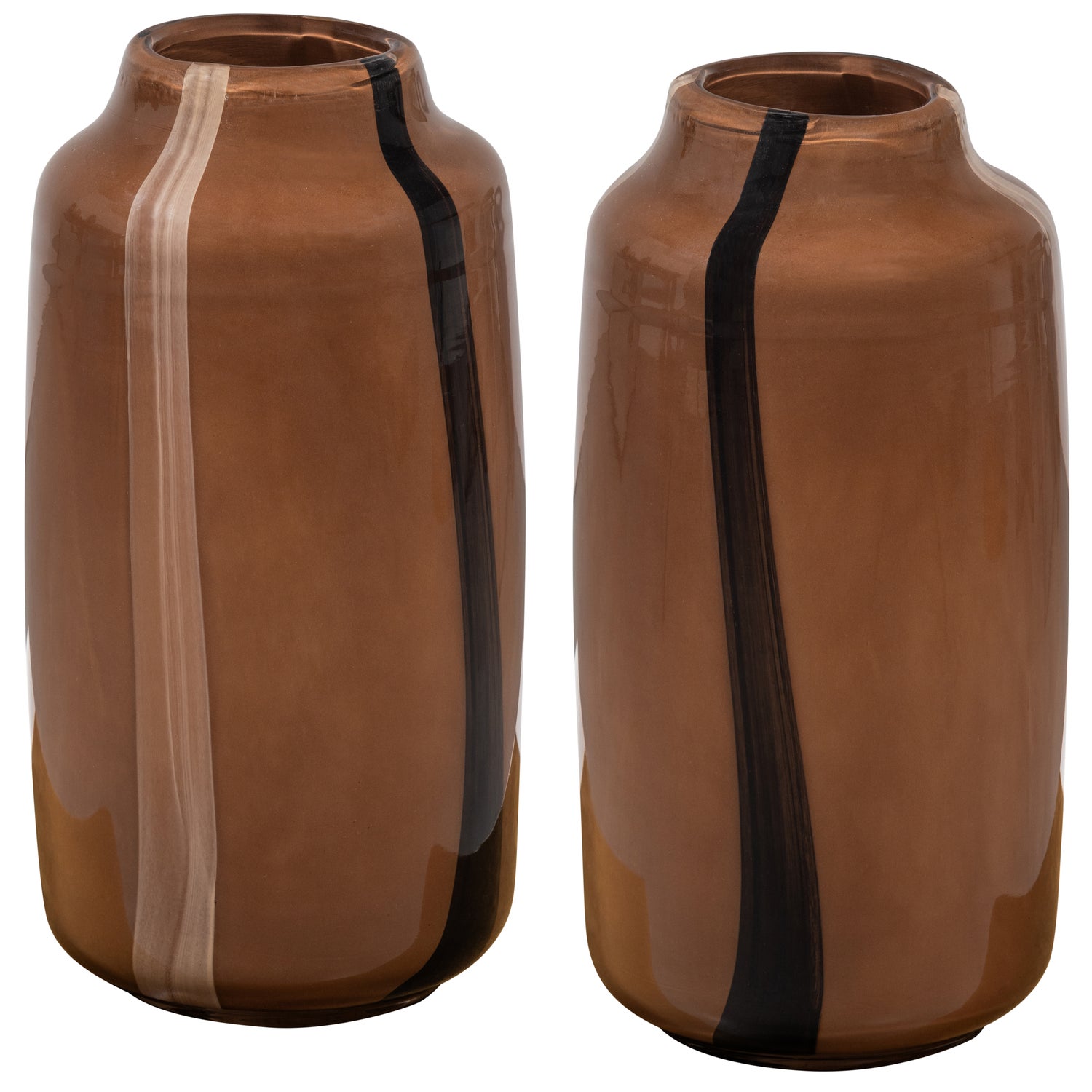 Selena Vase Glas Braun mit Streifen