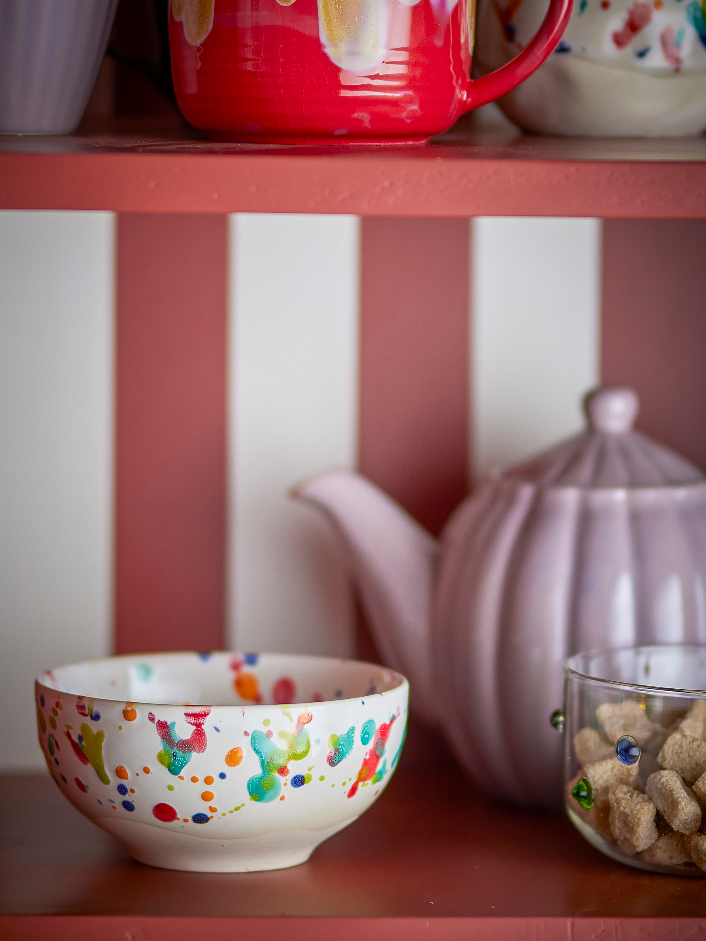 Freckles Bowl Set 4-piece Stoneware Red