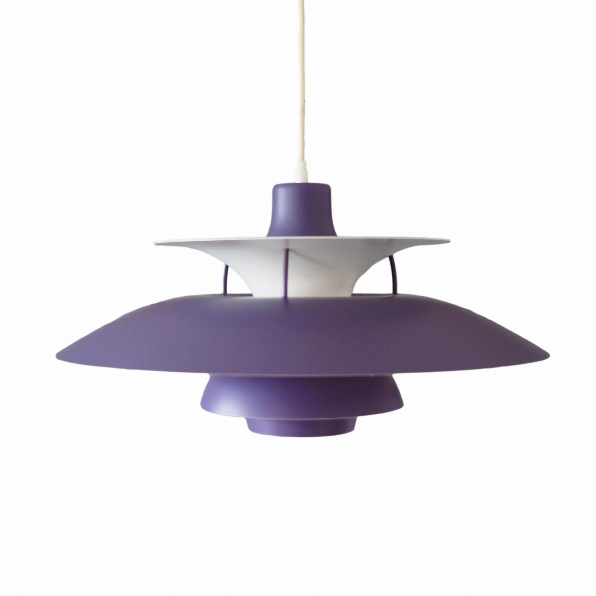 Lampada a sospensione vintage in metallo viola anni '70