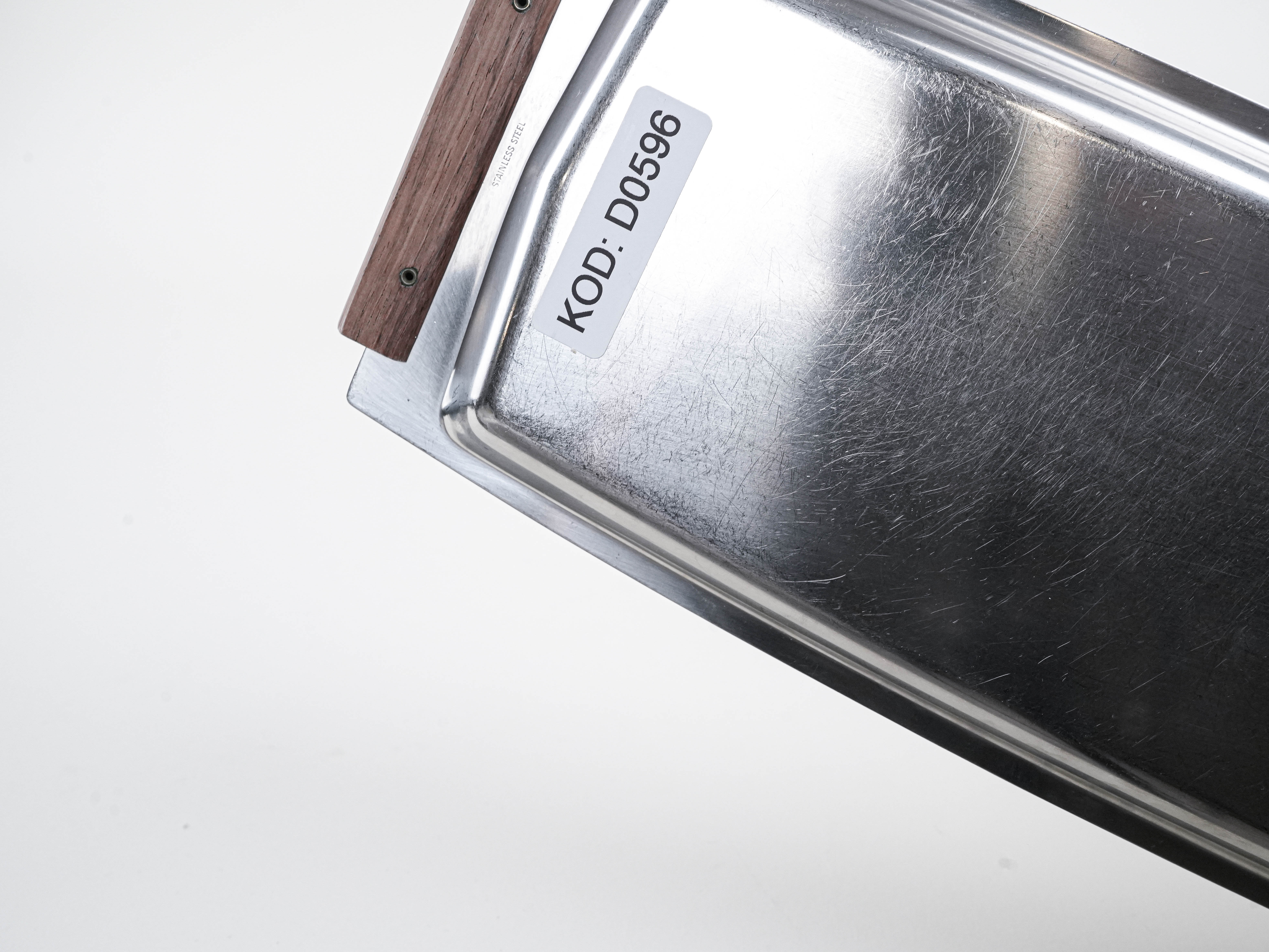 Rechteckiges Edelstahltablett 1970er Jahre