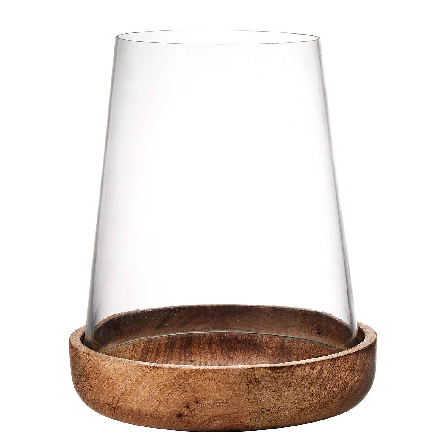Windlicht FOREST Glas / Mangoholz Braun