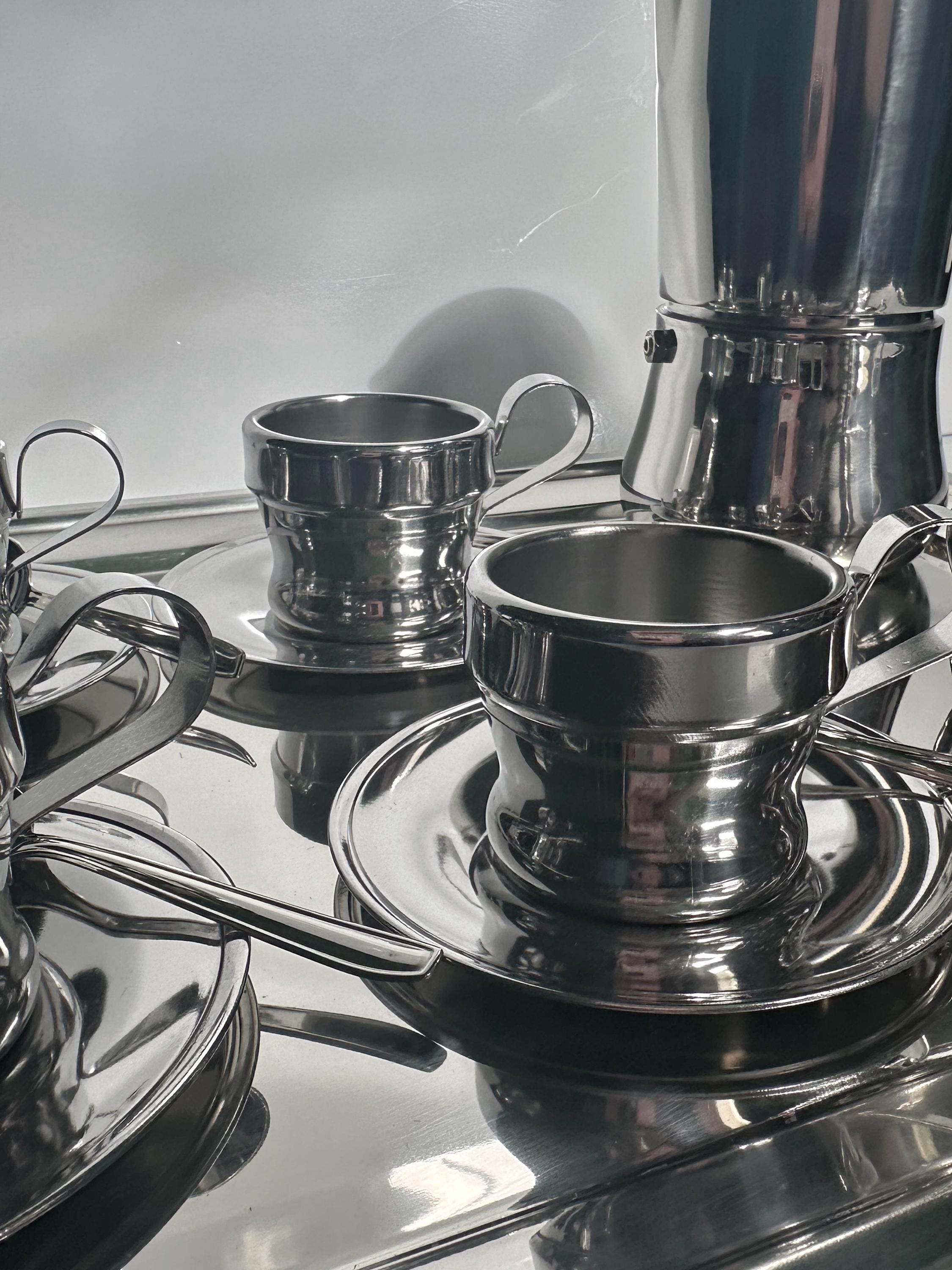 Inox Espresso-Set Tasse für 12 Personen Silber