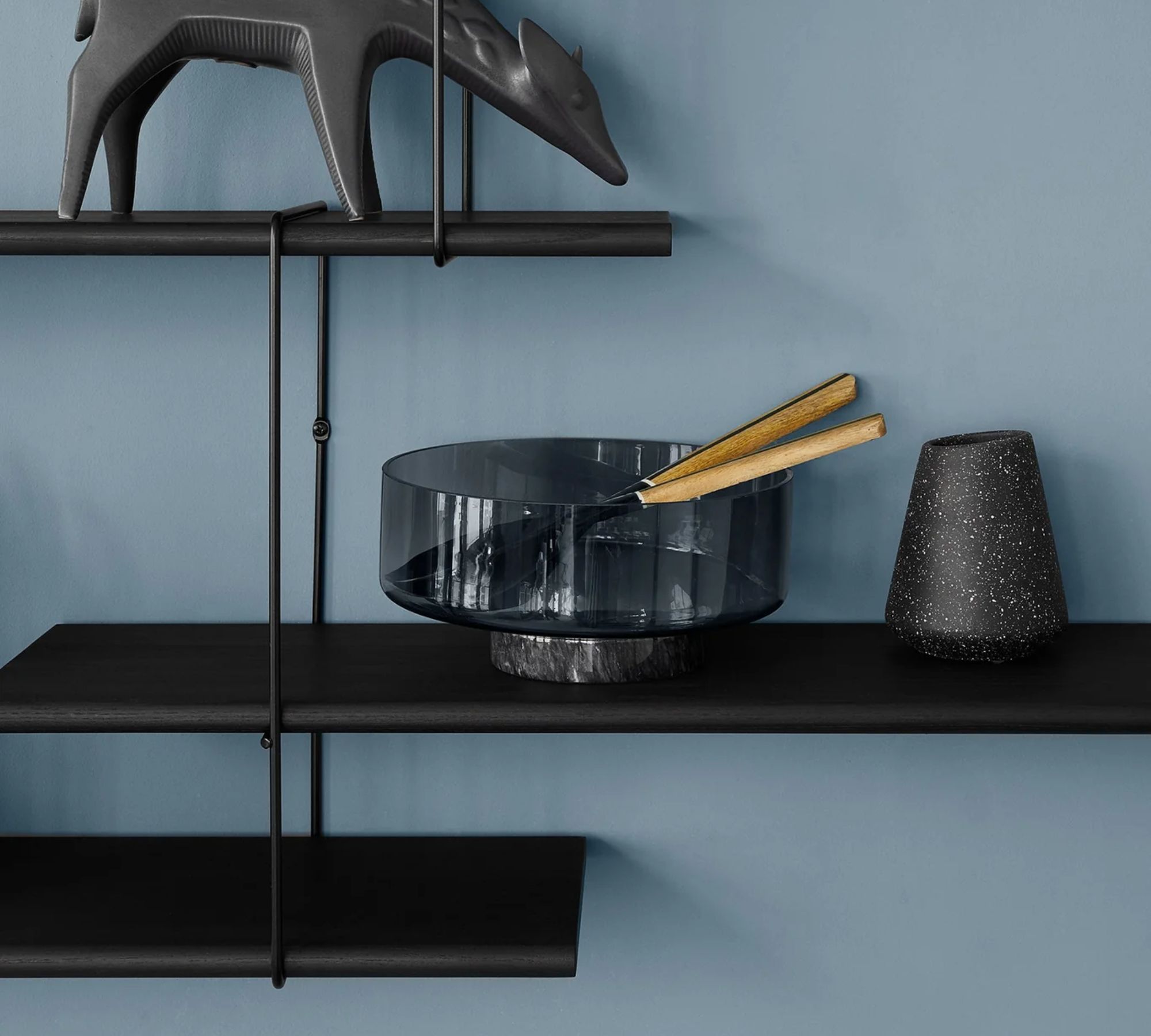 Link set 1 Shelf Wood Steel Black