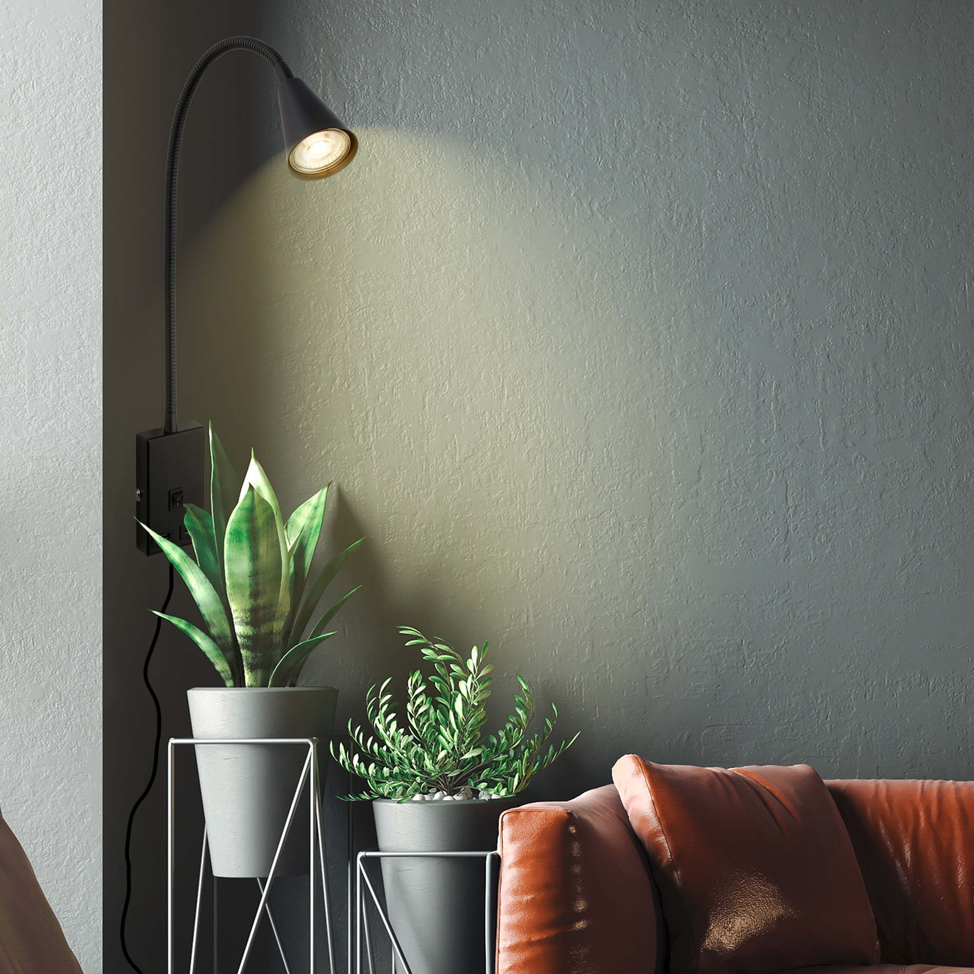 Justra Wandleuchte Aluminium Schwarz