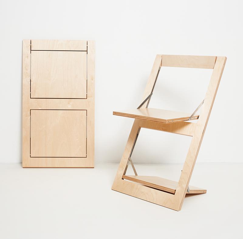 2x Fläpps Folding Chair Birch Natural Clear Lacquered