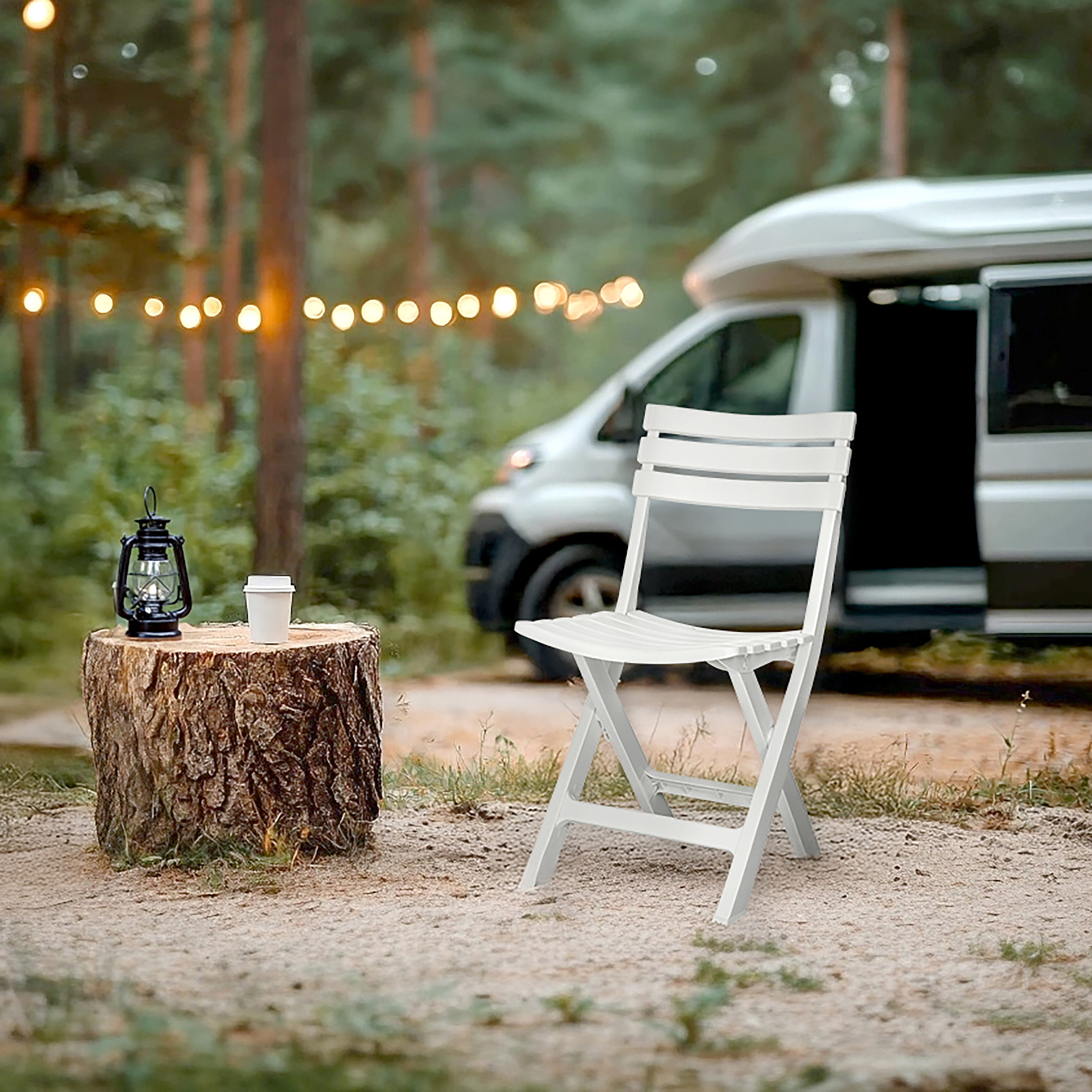 TRAVANO Sedia da giardino plastica bianco