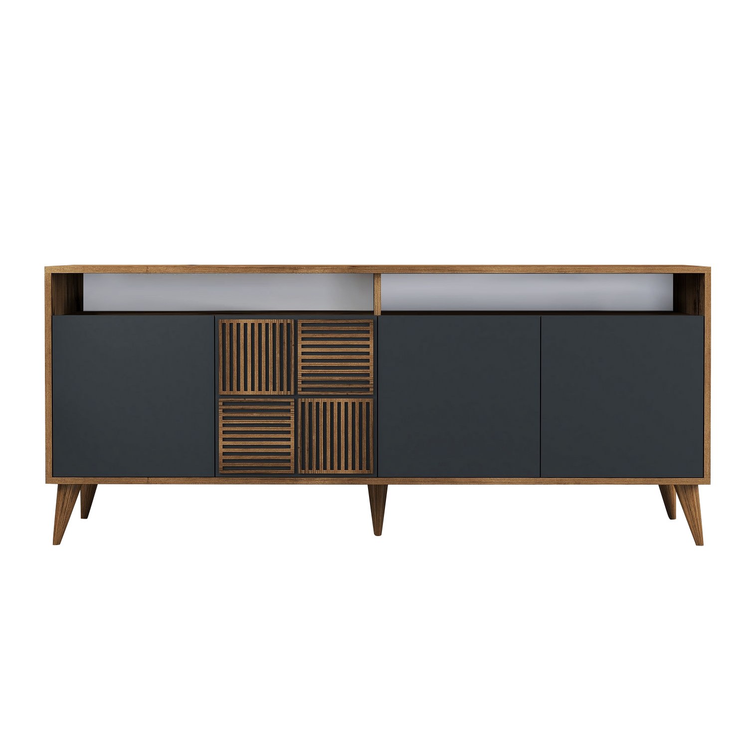 Milan Sideboard Walnussbraun Anthrazit 180cm