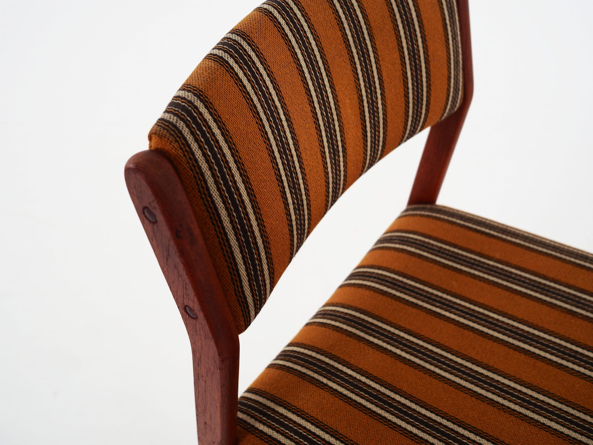 6x Vintage Stuhl Teakholz Textil Braun 1970er Jahre