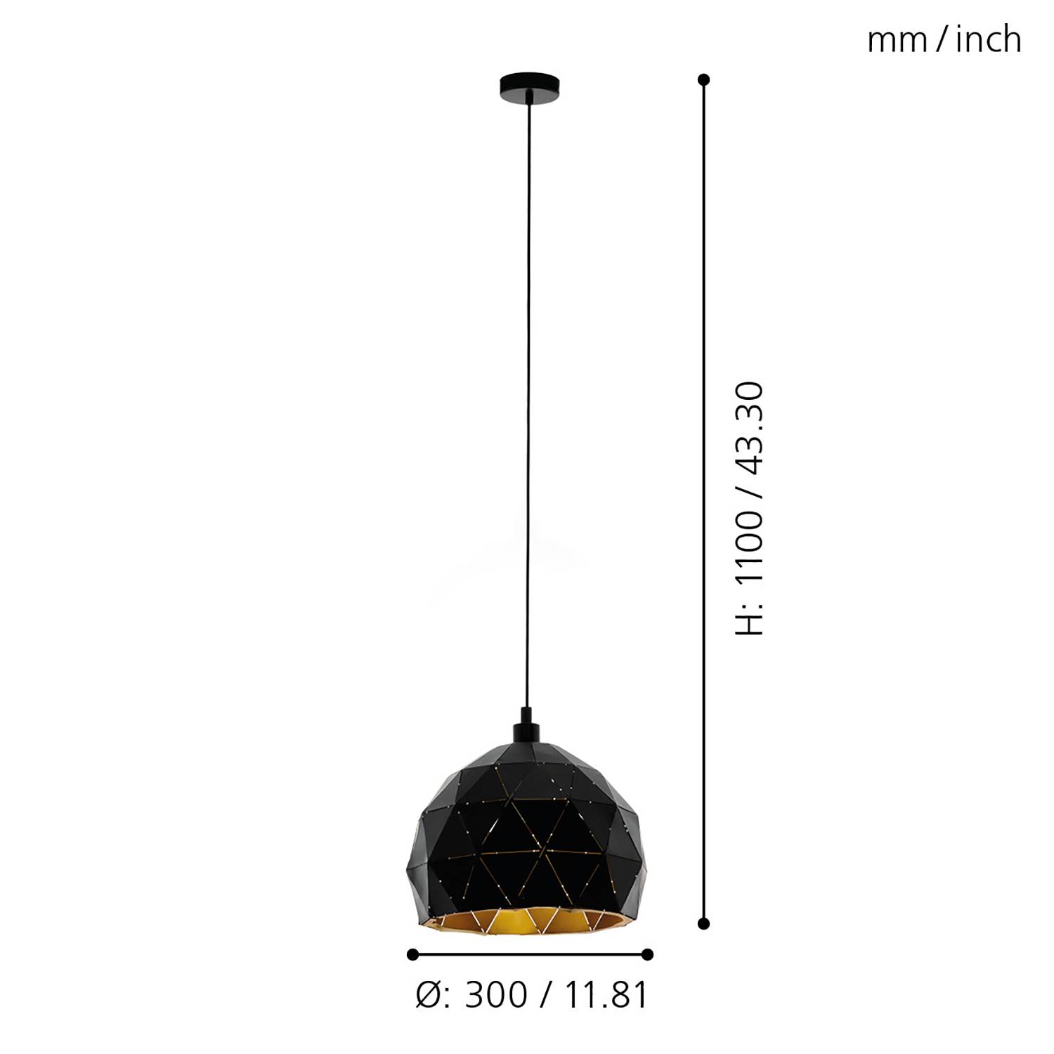 Pendant light Roccaforte I Steel Black