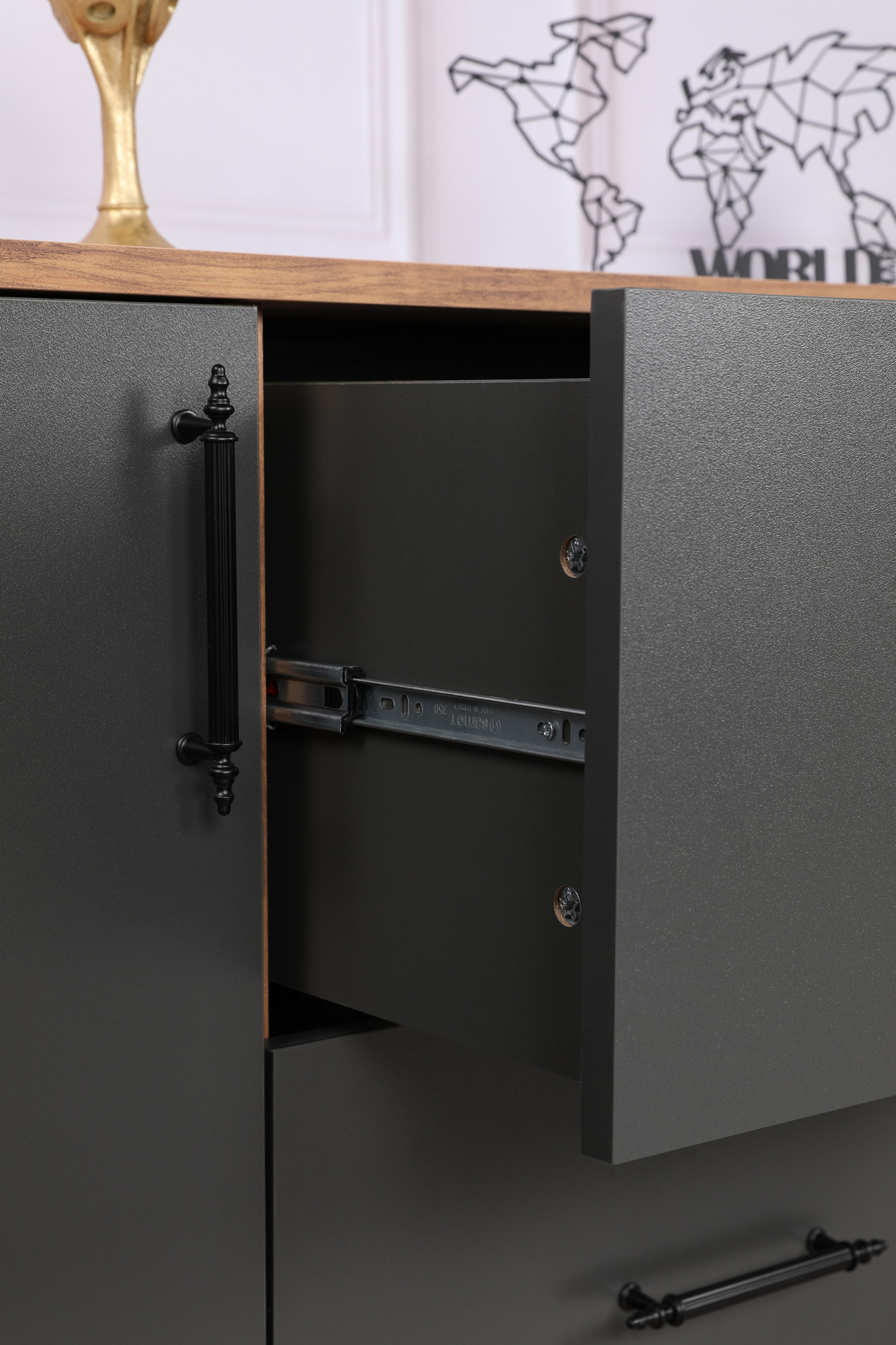 Console table Wood Walnut Anthracite