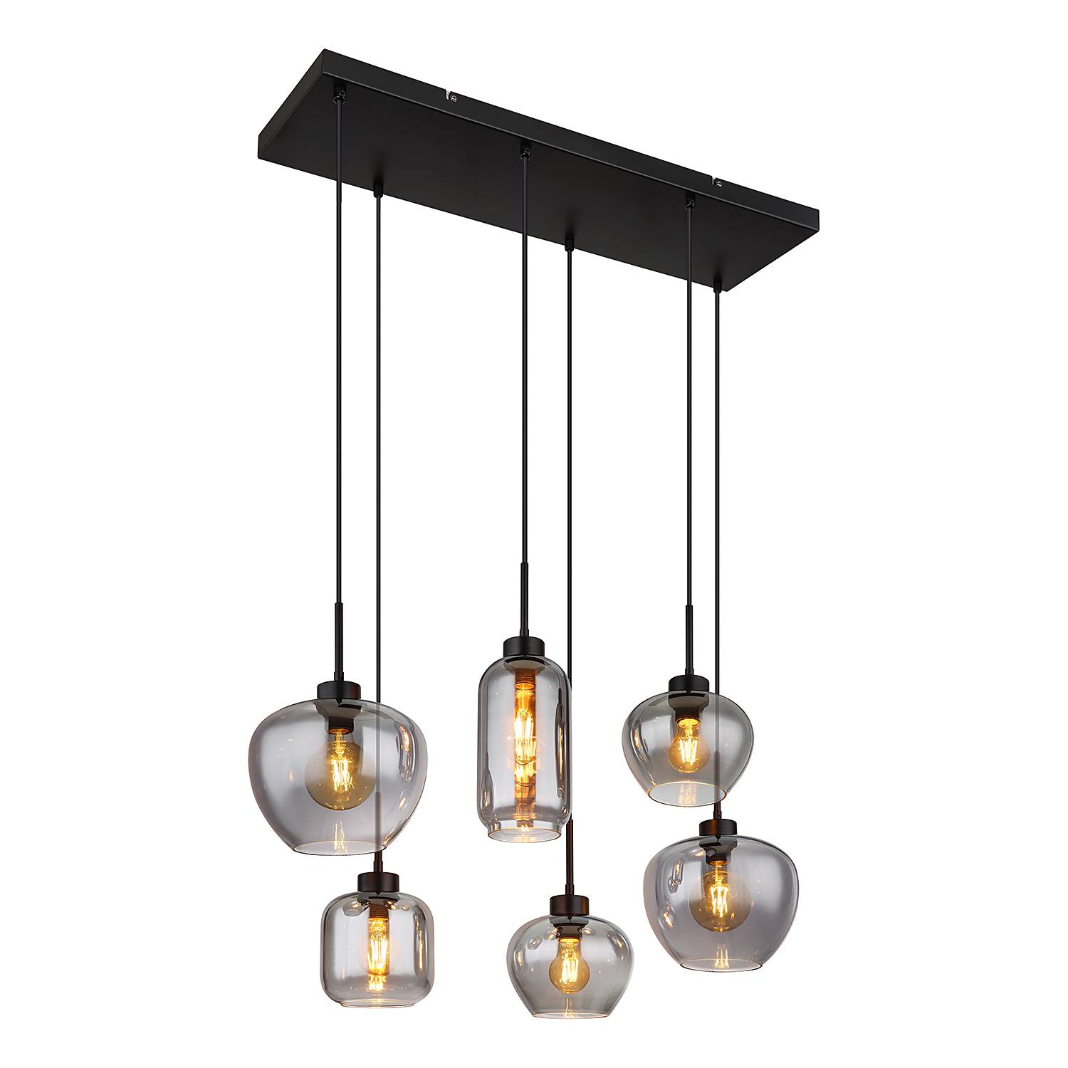 Pendant light Type E 6-Light Colored glass Iron Matte