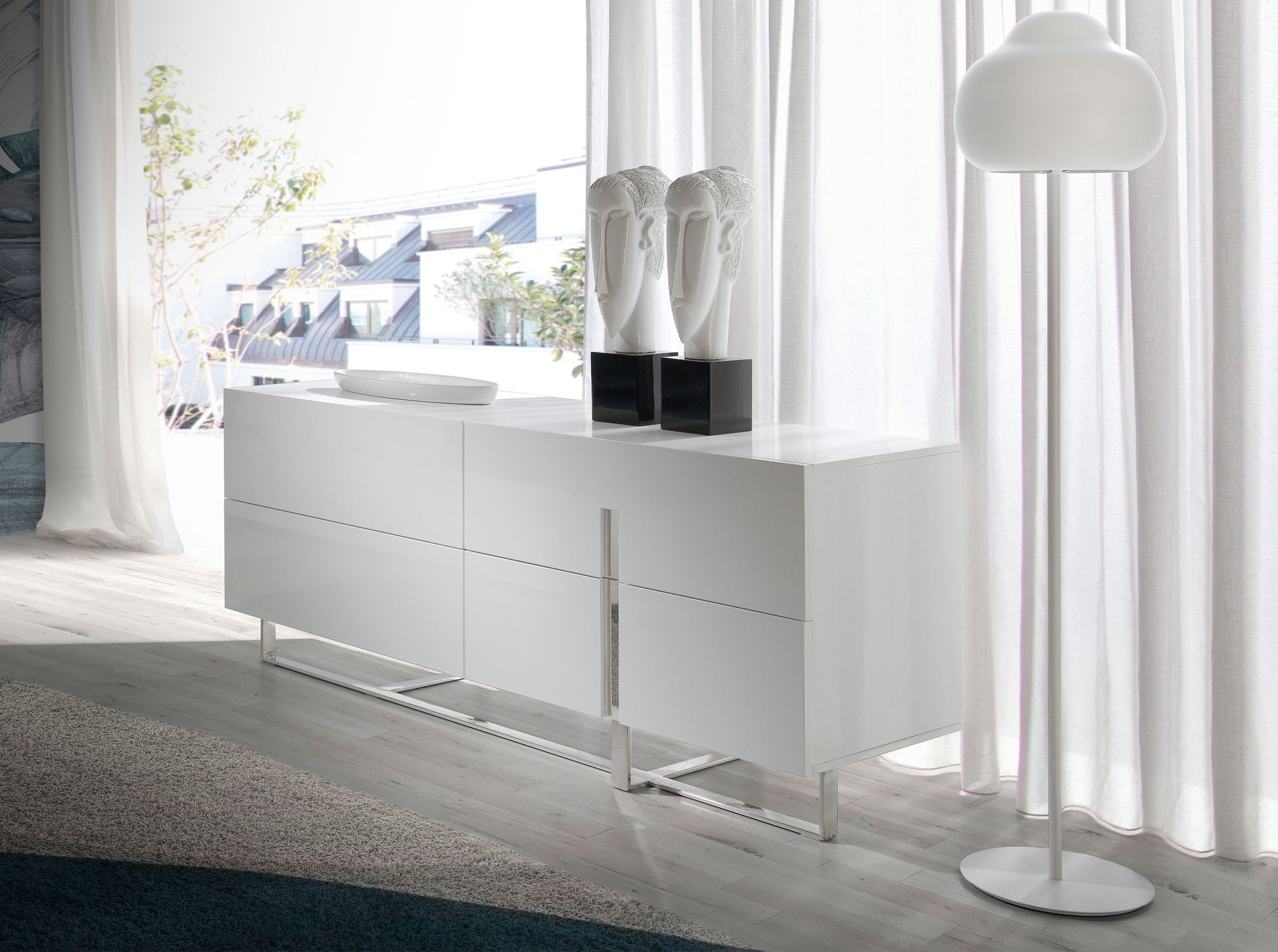 Sideboard Chrome-plated steel White