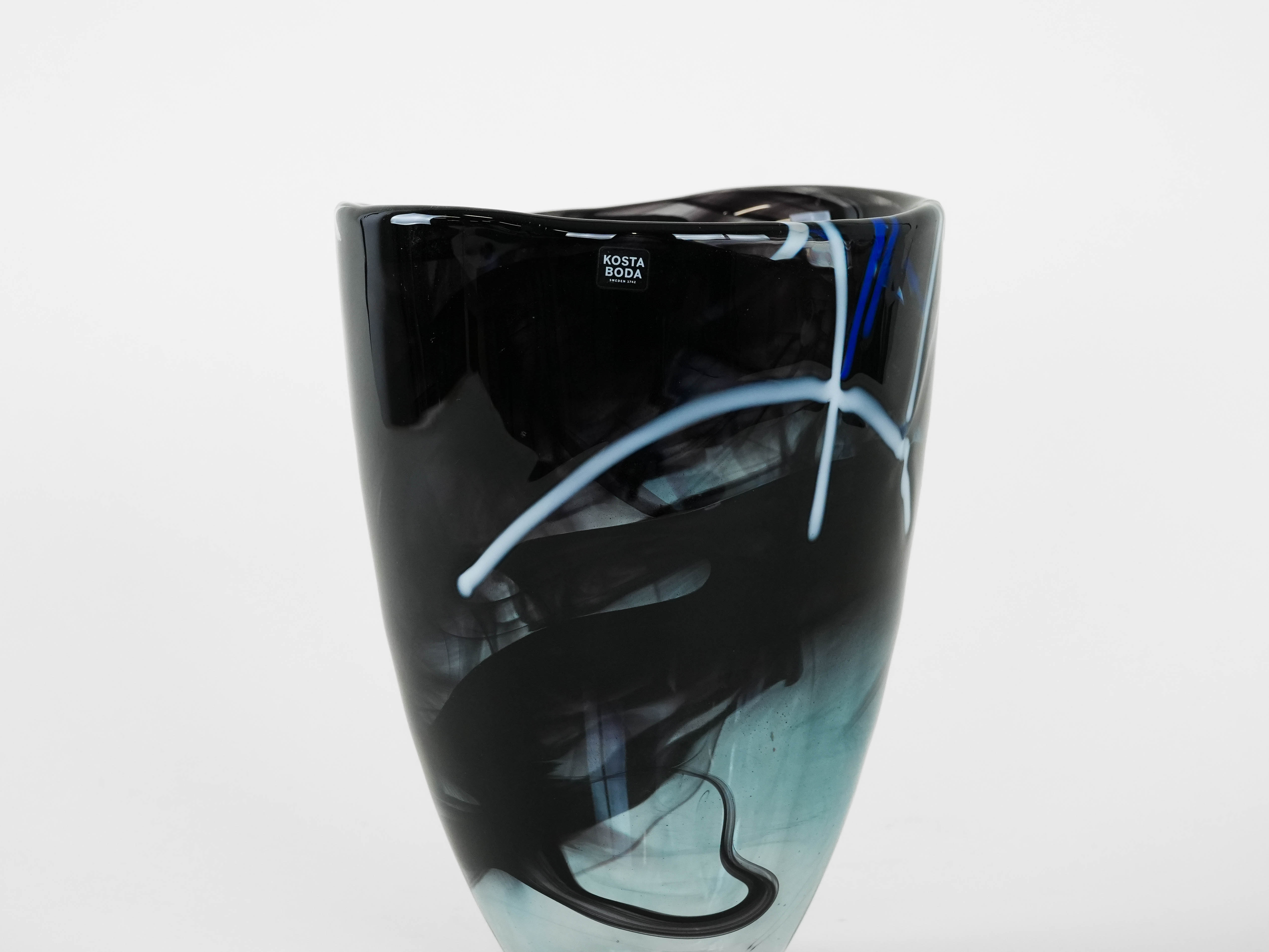 Glass vase Blue 1980s