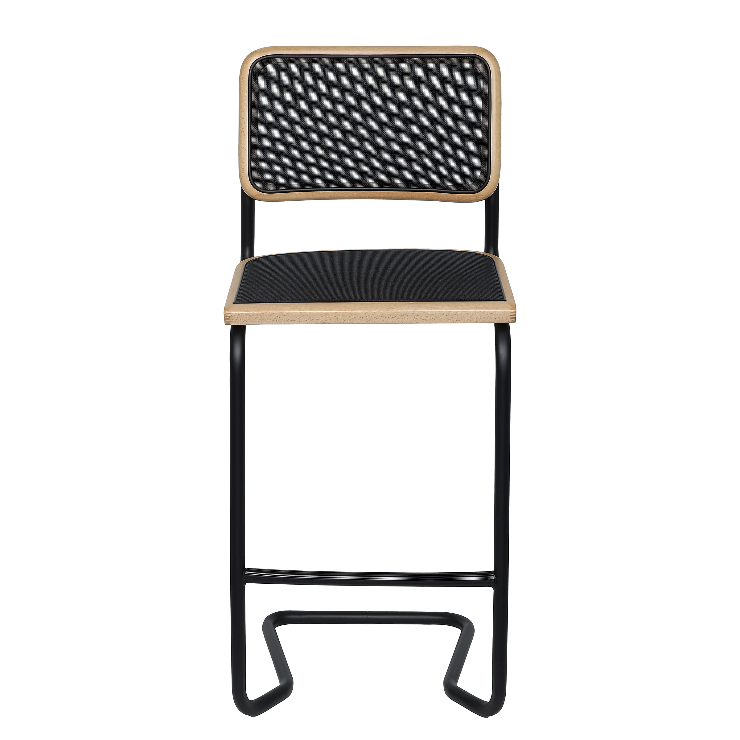 Barstuhl HOLM Mesh Schwarz Buche Stahl 48 x 110 x 56 cm