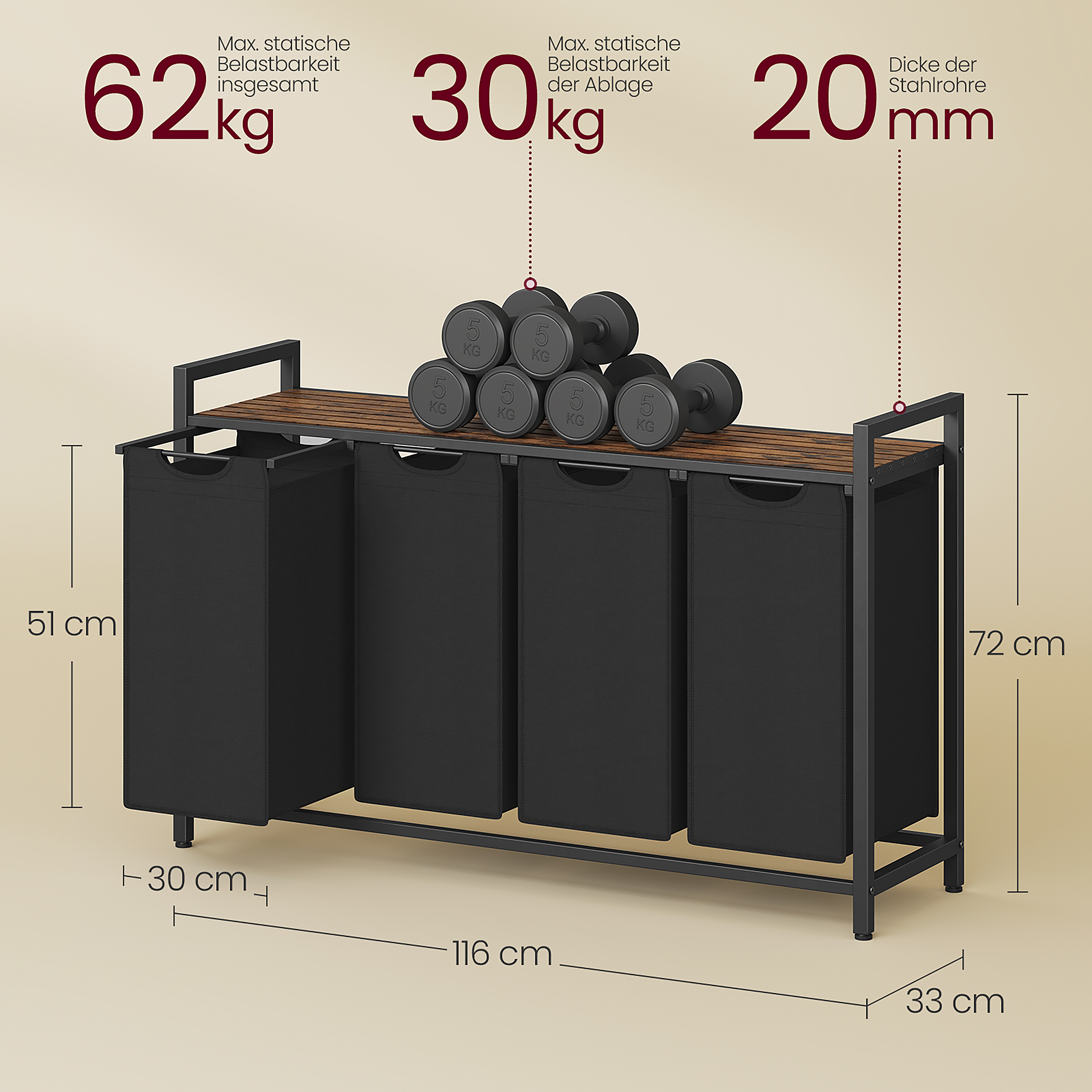 Leahu Wäschekorb Schwarz Braun