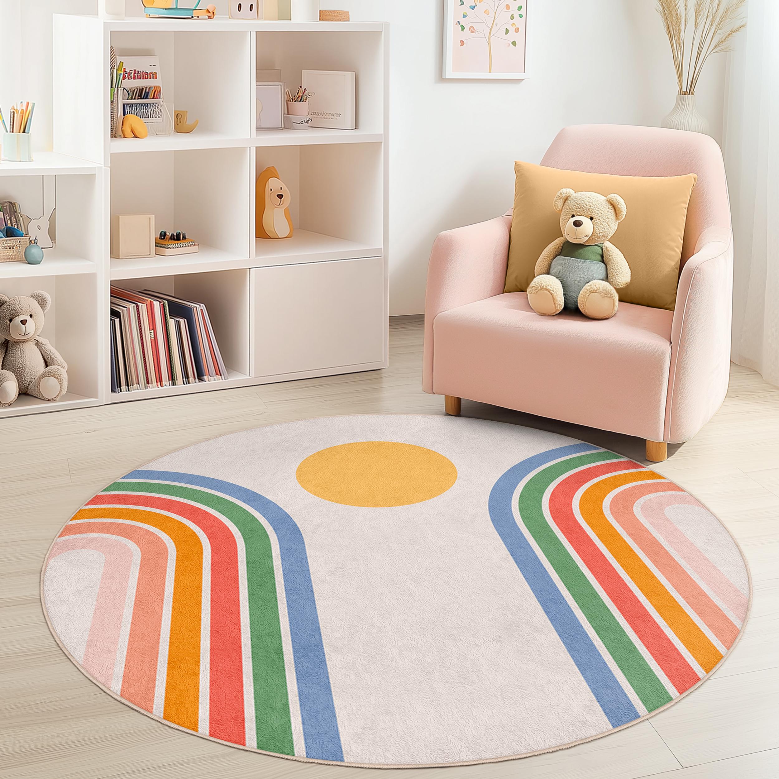 Regenbogen-Kinderteppich Mehrfarbig Ø120cm