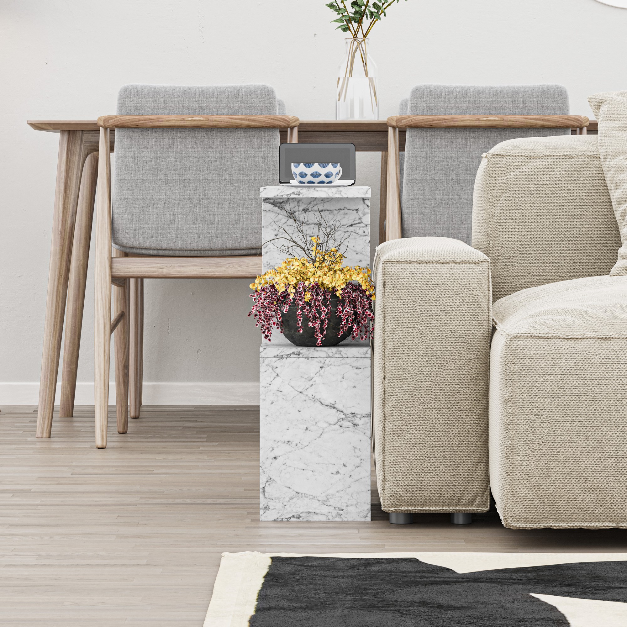 Homemania Couchtisch Holz Carrara Marmor