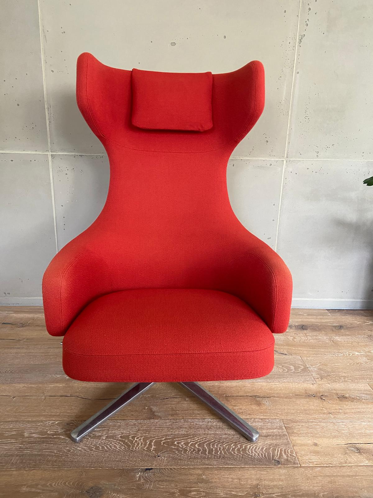 Grand Repos Sessel Baumwolle Edelstahl Rot