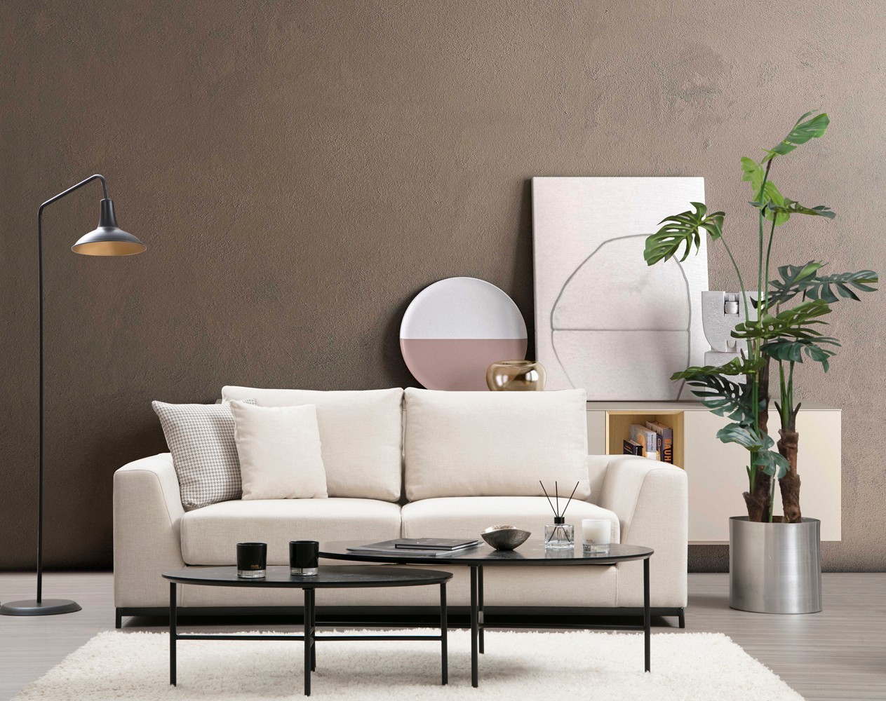 Line 2-Sitzer Sofa Creme