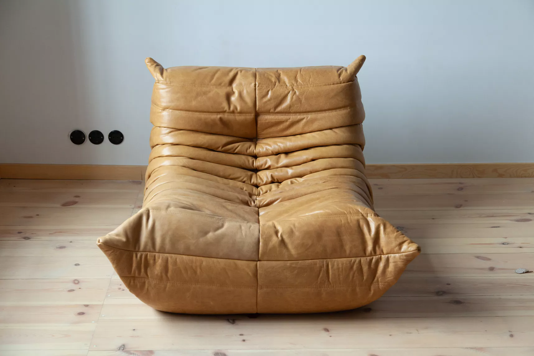 Togo Lounge Set 3 pz. Pelle Pull-Up Marrone Cammello