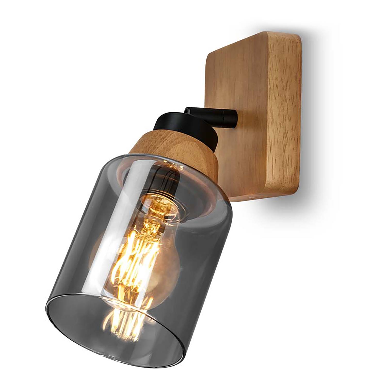 Meidelo Wandleuchte Aluminium Rauchglas Schwarz 1-flammig