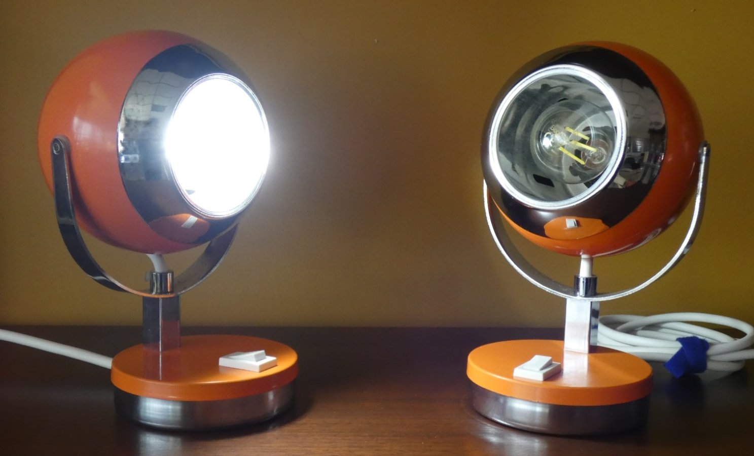 Eyeball Lampen 2er Set Orange 1970er Jahre