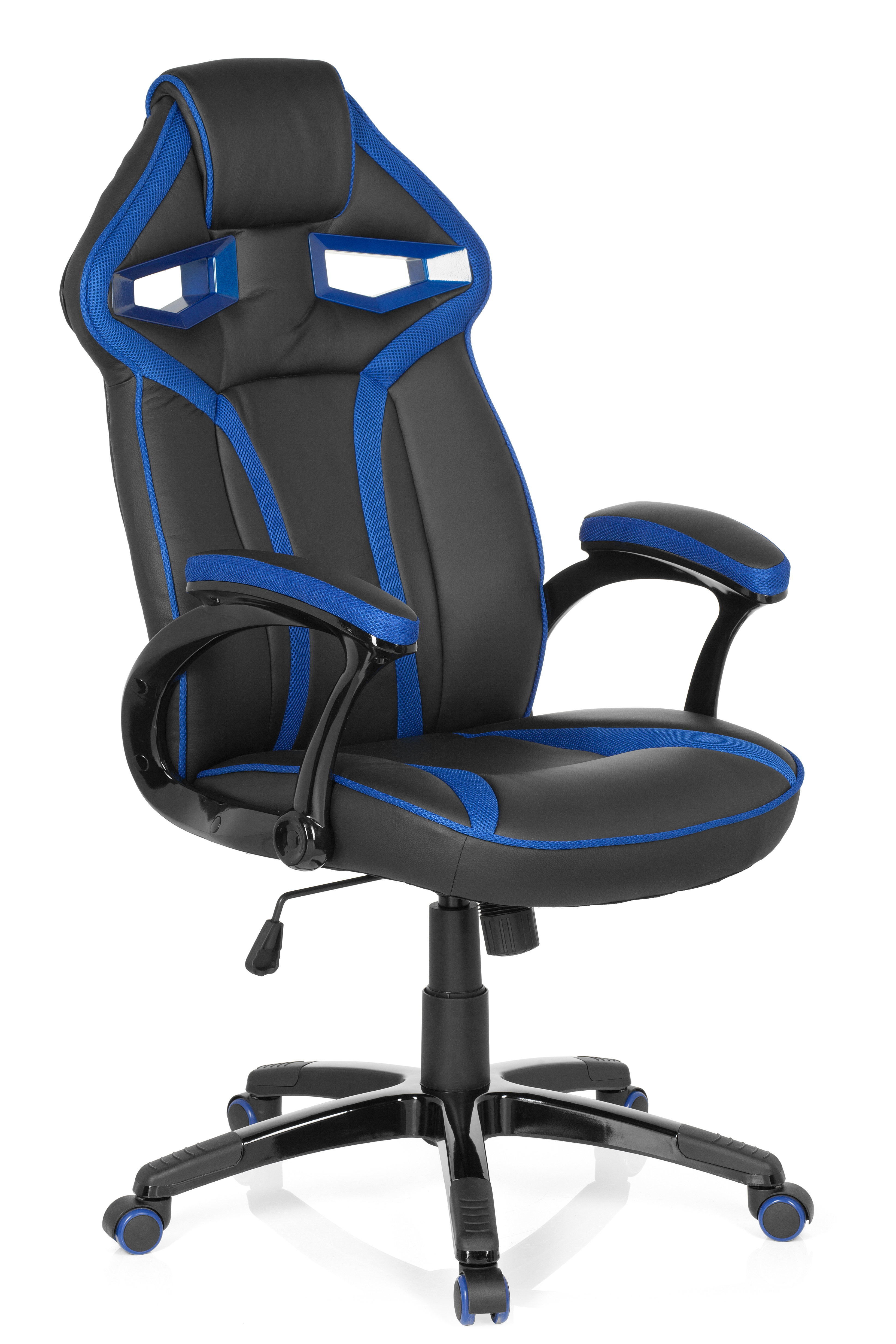 Gaming Bürostuhl Kunstleder Schwarz Blau