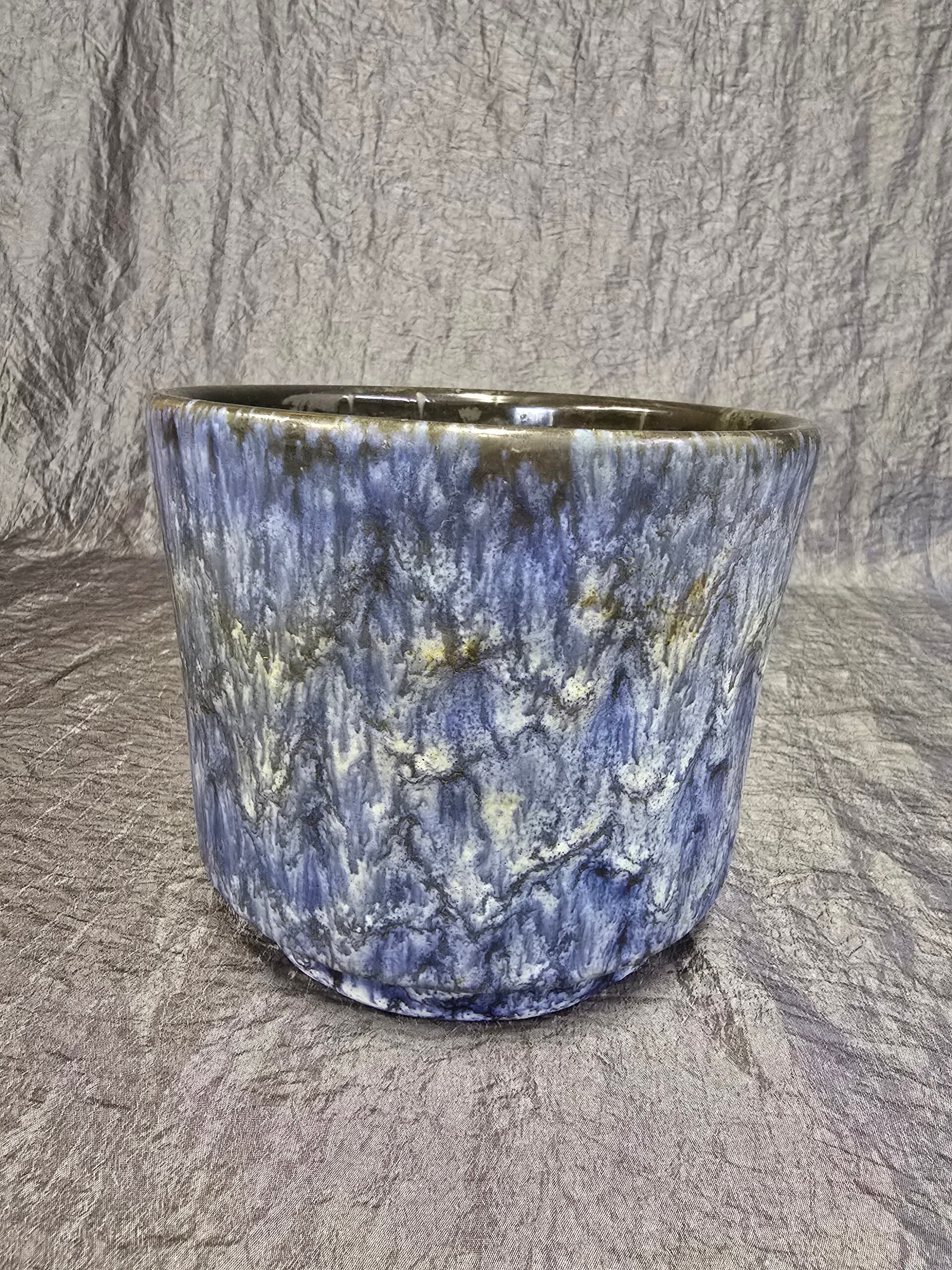 Vintage Blumentopf Keramik Blau